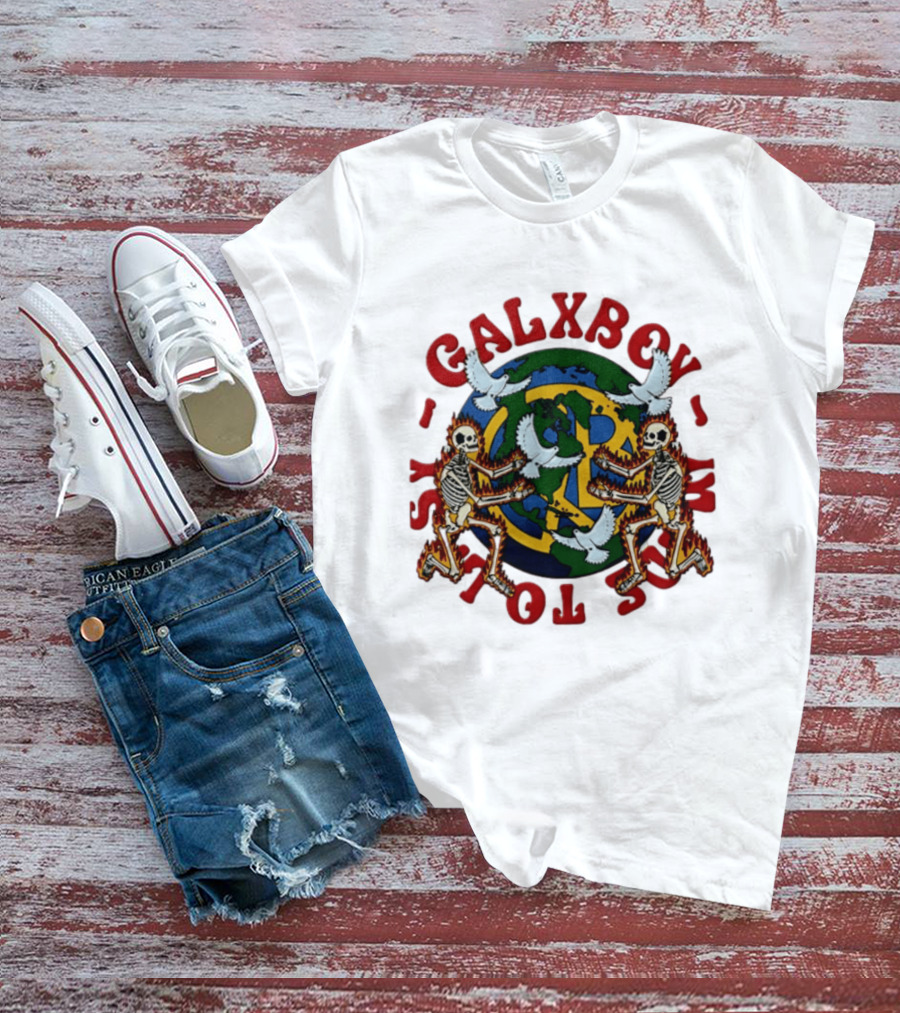 Galxboy Systms Toys Flaming Skeletons With Doves Peace T-Shirt