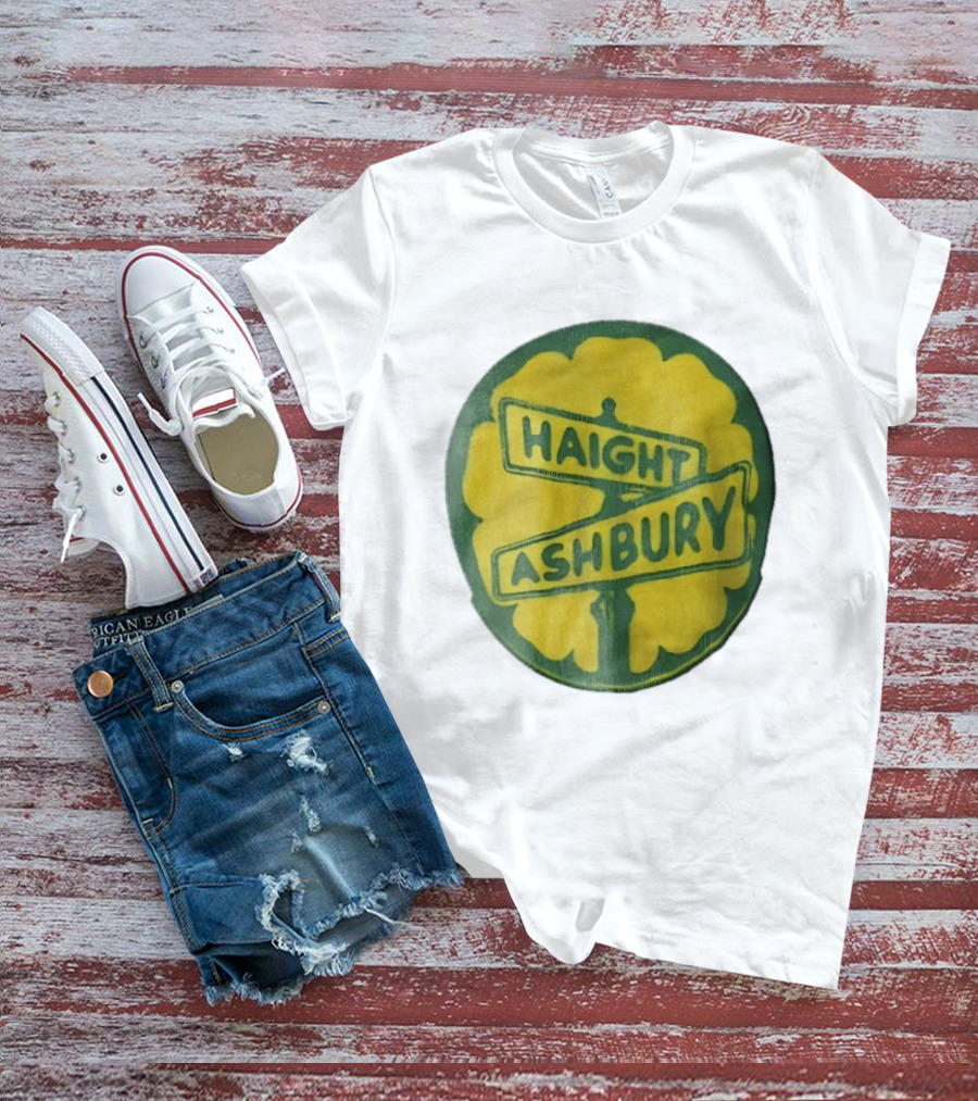 Haight Ashbury Street Sign Yellow Flower T-Shirt