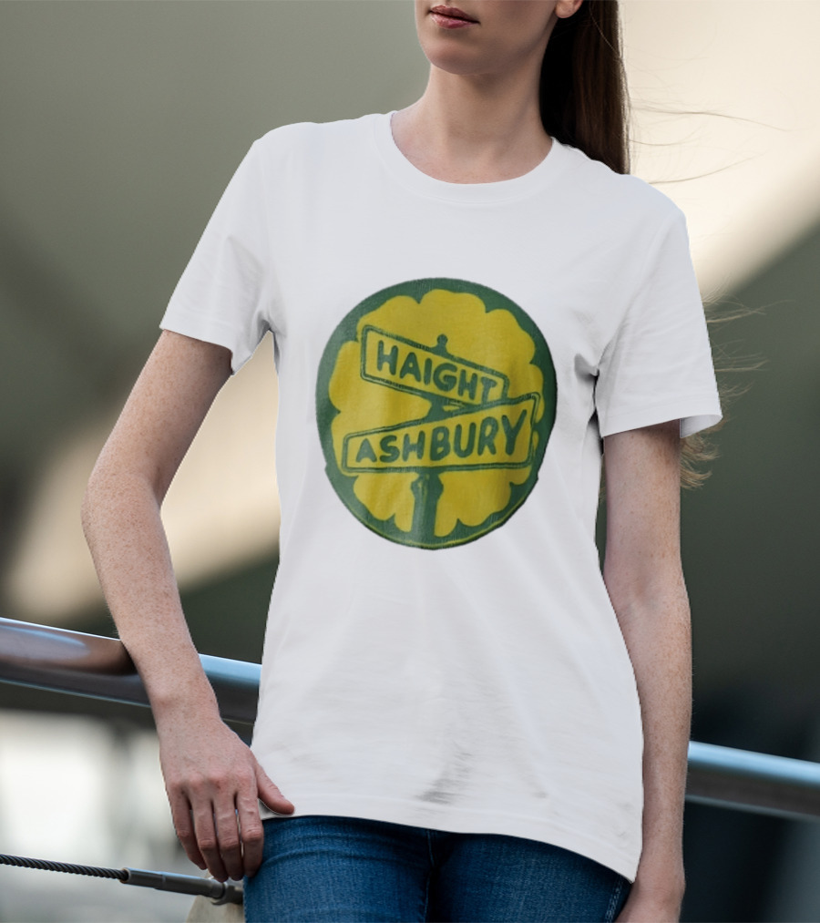Haight Ashbury Street Sign Yellow Flower T-Shirt