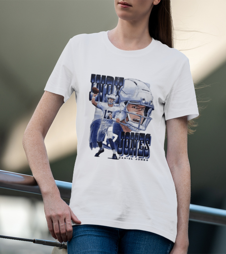 Indy Jones Football Quarterback Throwing Action Close Up Helmet T-Shirt