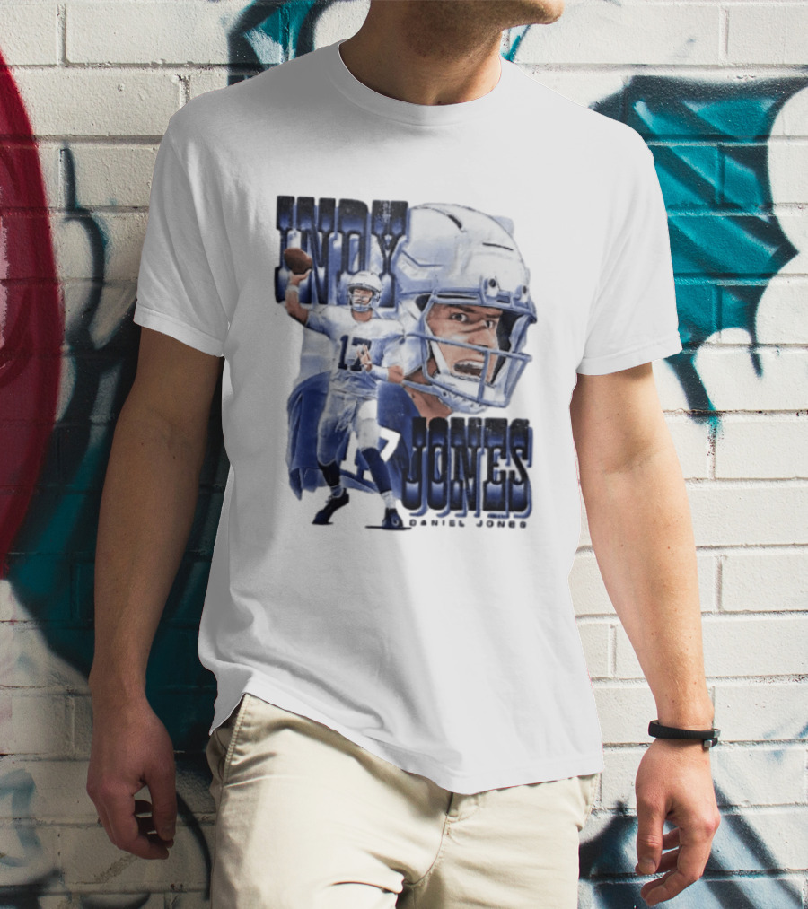 Indy Jones Football Quarterback Throwing Action Close Up Helmet T-Shirt