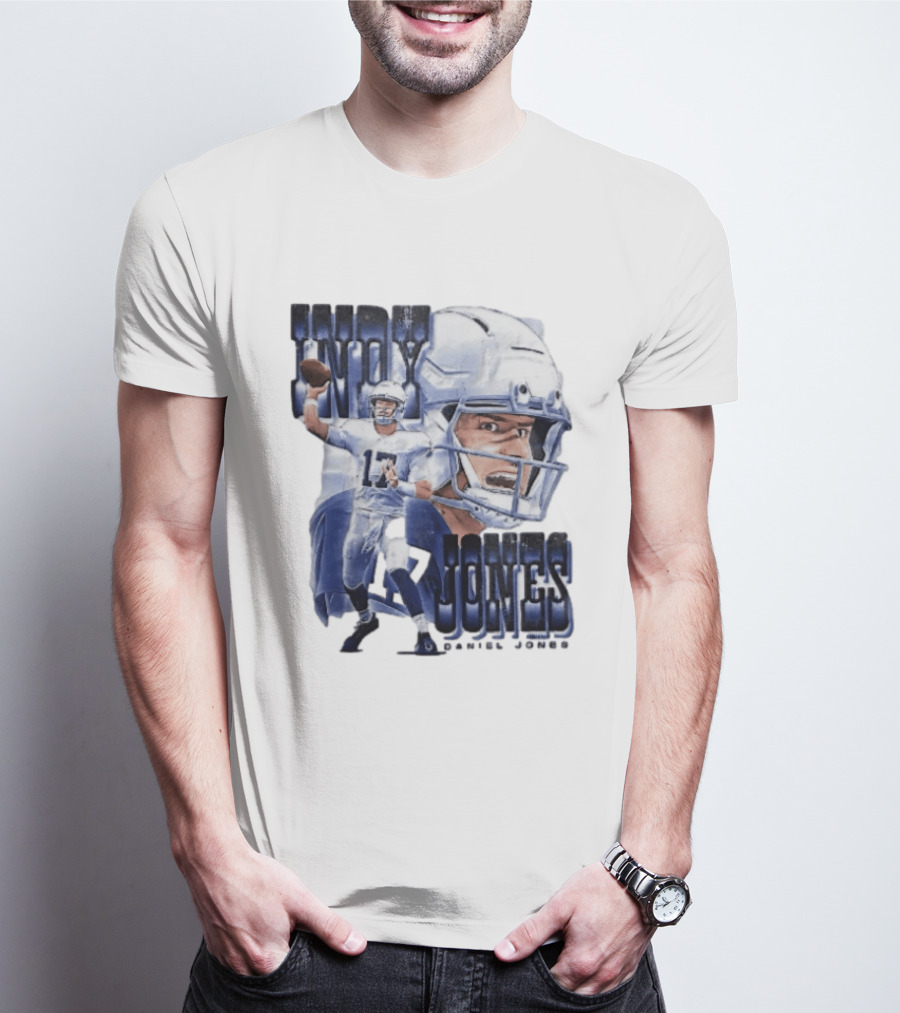 Indy Jones Football Quarterback Throwing Action Close Up Helmet T-Shirt