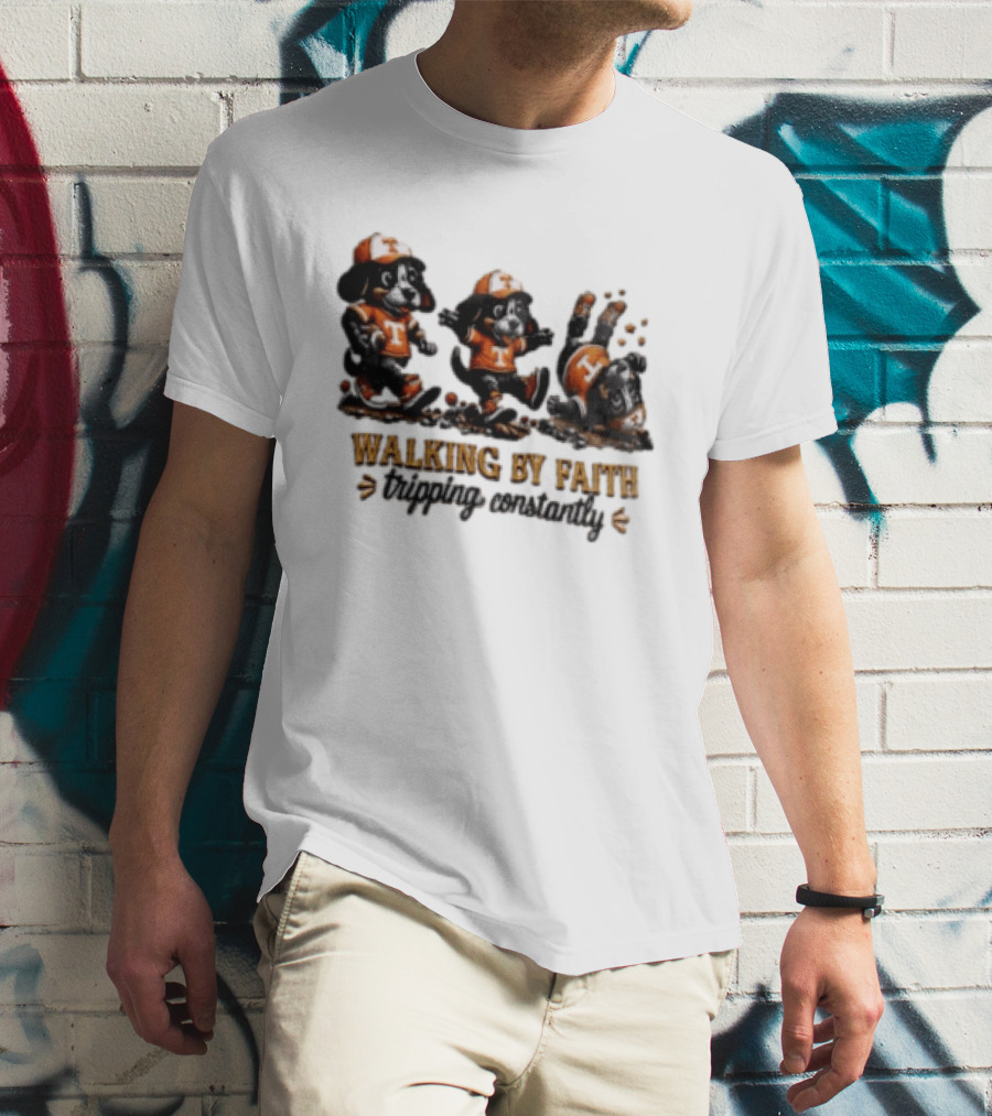 Tennessee Volunteers Walking By Faith Tripping Constantly Puppy T-Shirt