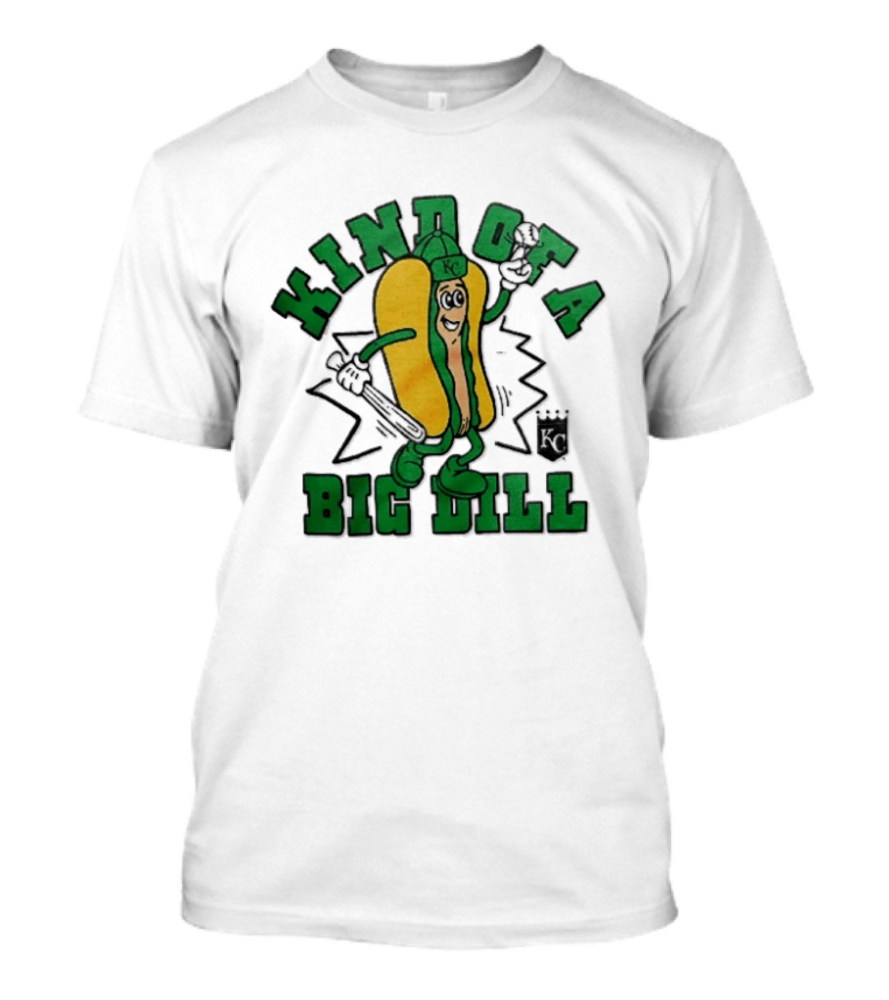 Kansas City Royals MLB Kinda Of A Big Dill Cartoon Pickle Hot Dog KC T-Shirt