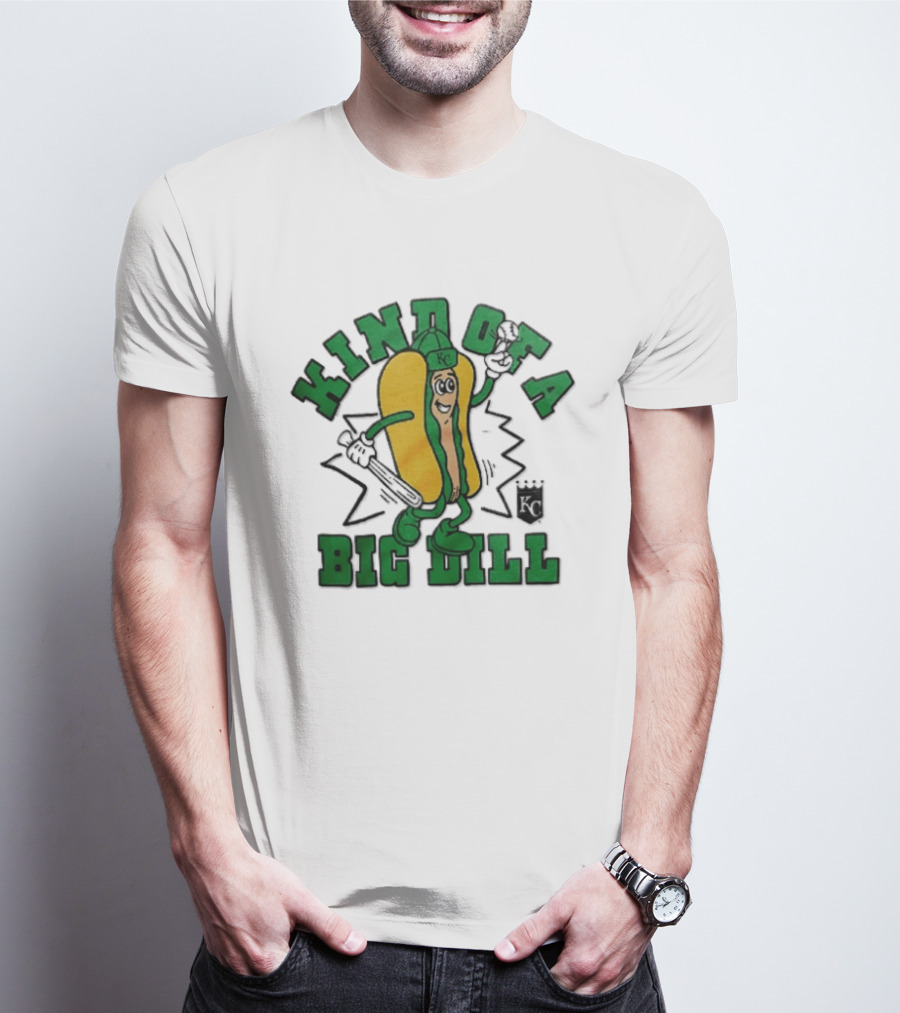 Kansas City Royals MLB Kinda Of A Big Dill Cartoon Pickle Hot Dog KC T-Shirt
