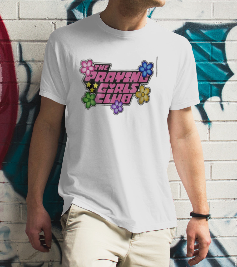 The Praying Girls Club Pink Floral Stars Flower Bubble T-Shirt