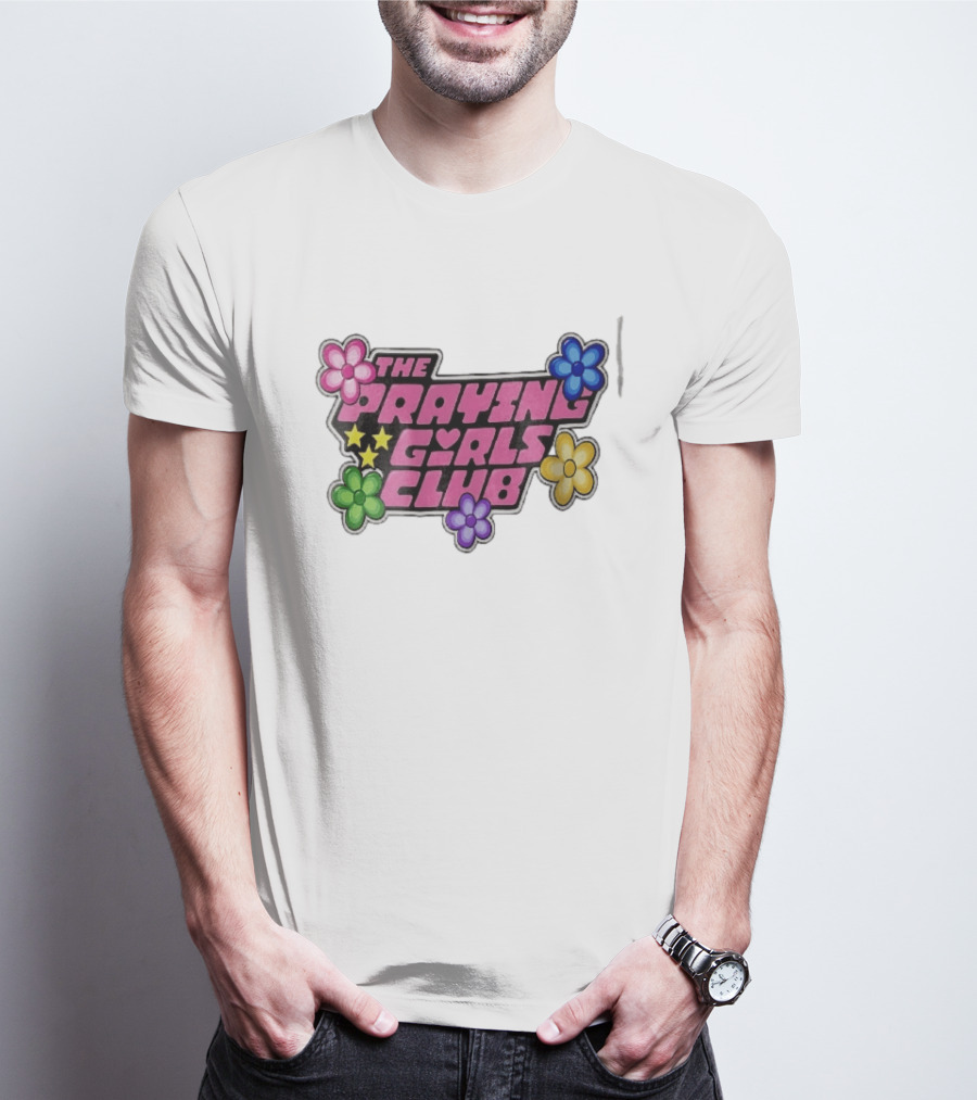 The Praying Girls Club Pink Floral Stars Flower Bubble T-Shirt