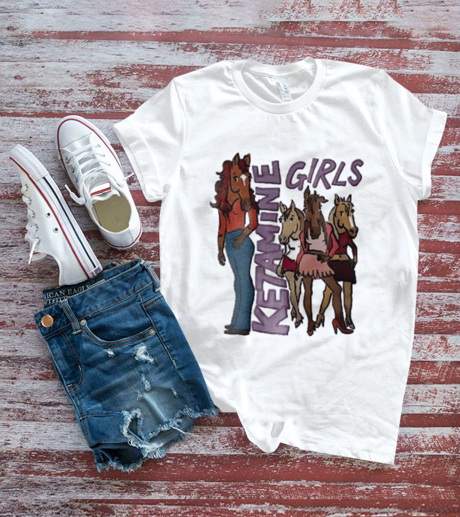 Ketamine Girls Cartoon Anthropomorphic Female Horses Fashion Outfits T-Shirt