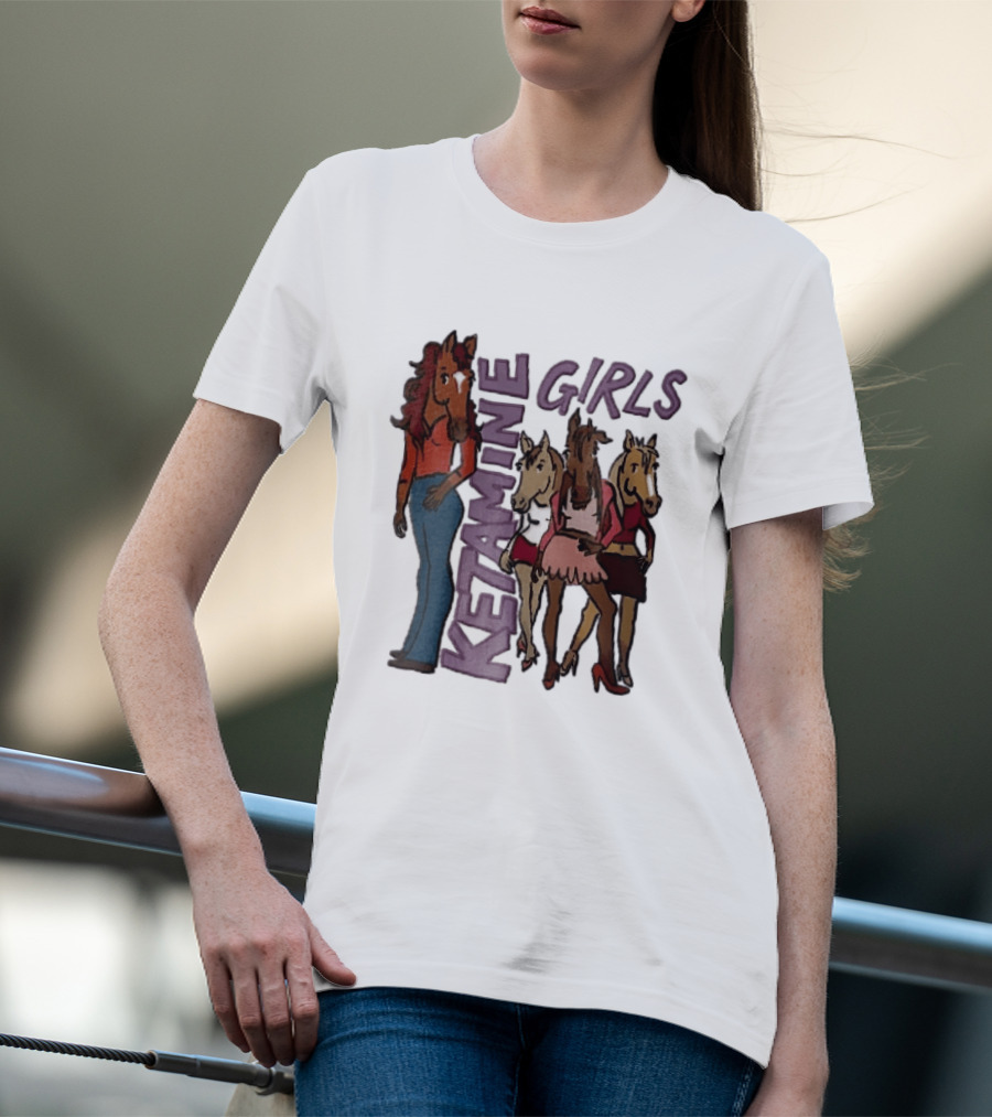 Ketamine Girls Cartoon Anthropomorphic Female Horses Fashion Outfits T-Shirt