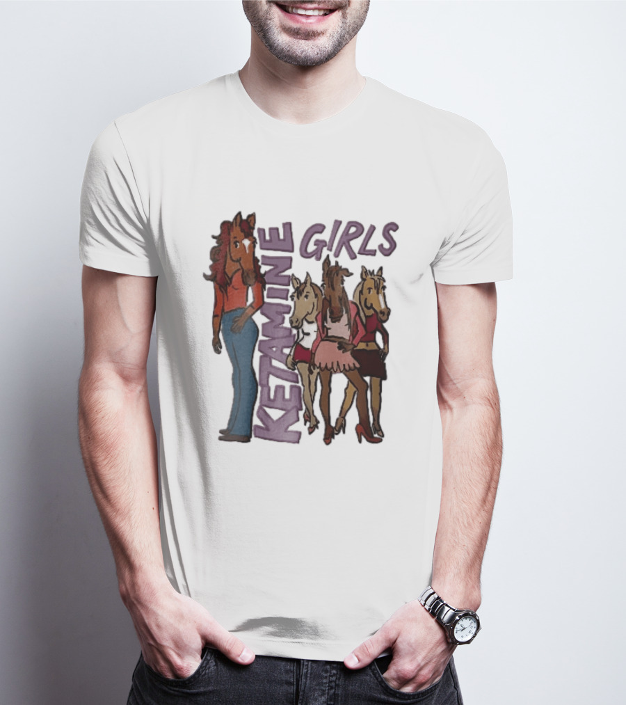 Ketamine Girls Cartoon Anthropomorphic Female Horses Fashion Outfits T-Shirt
