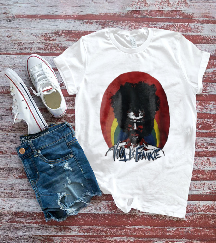 Viva LA Frankie Afro Man Glasses Rainbow Oval T-Shirt