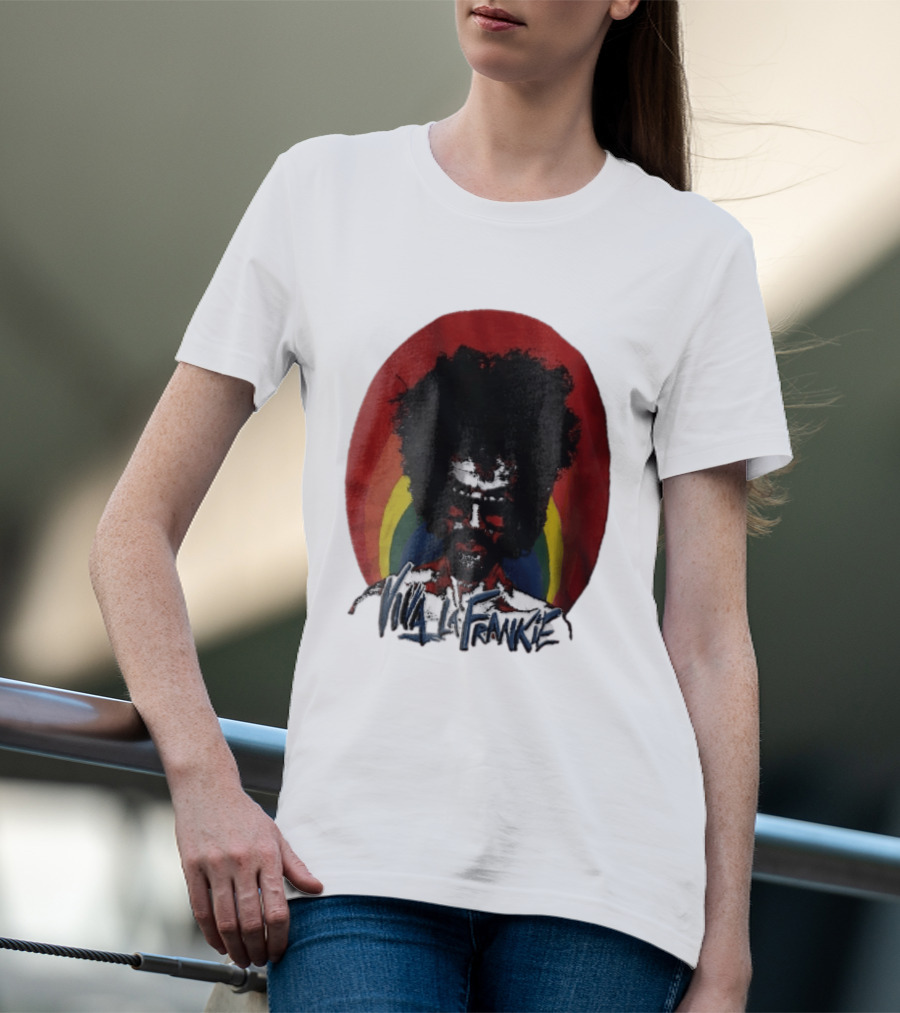 Viva LA Frankie Afro Man Glasses Rainbow Oval T-Shirt