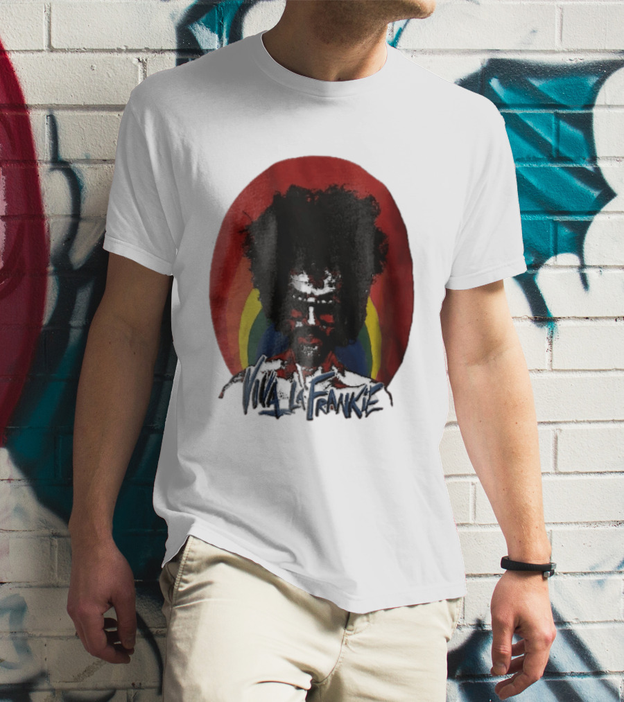 Viva LA Frankie Afro Man Glasses Rainbow Oval T-Shirt
