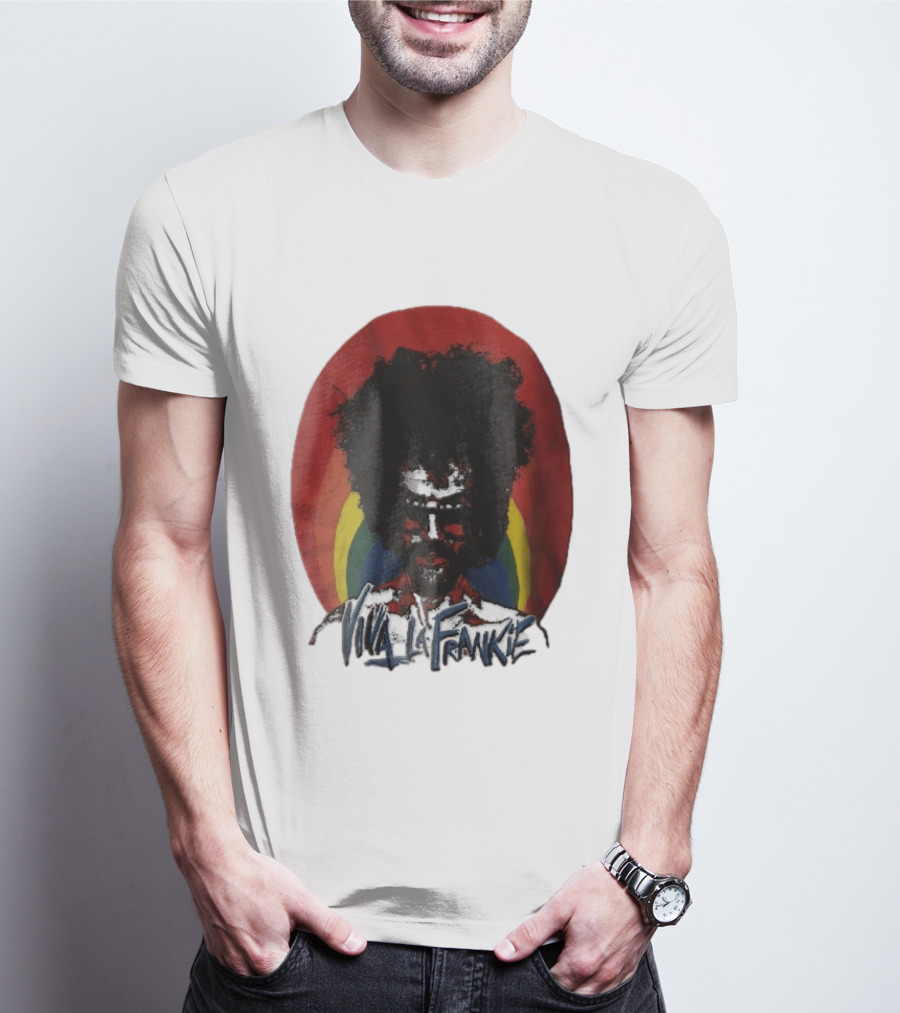 Viva LA Frankie Afro Man Glasses Rainbow Oval T-Shirt