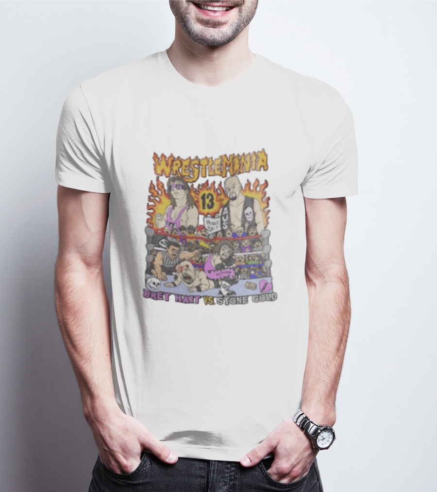 Wrestlemania 13 Bret Hart Vs Stone Cold Steve Austin Holy Shit Vintage Wrestling Battle T-Shirt