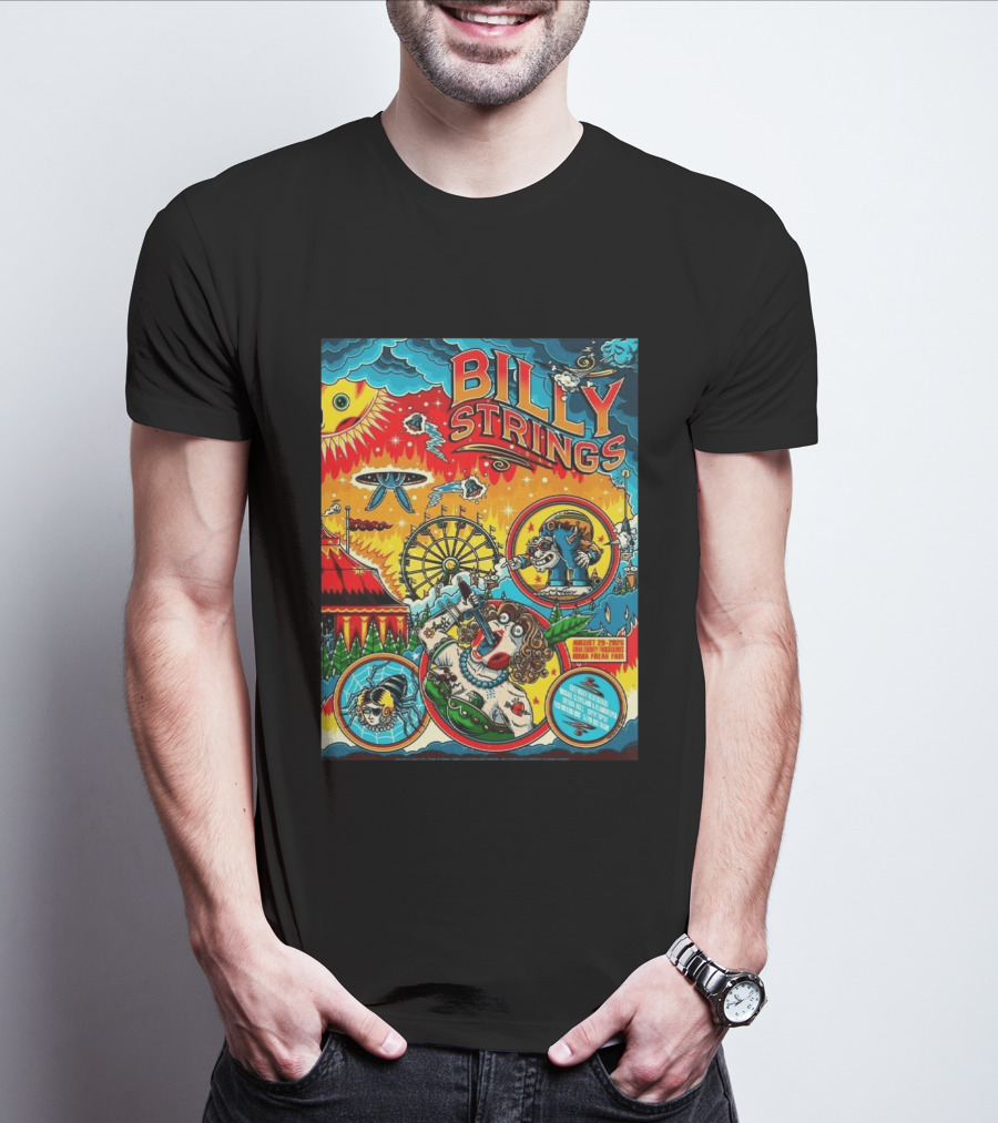 Billy Strings Ionia Freak Fair 2026 Night 2 Ionia MI August 29 UFO Carnival Extravaganza Ferris Wheel T-Shirt