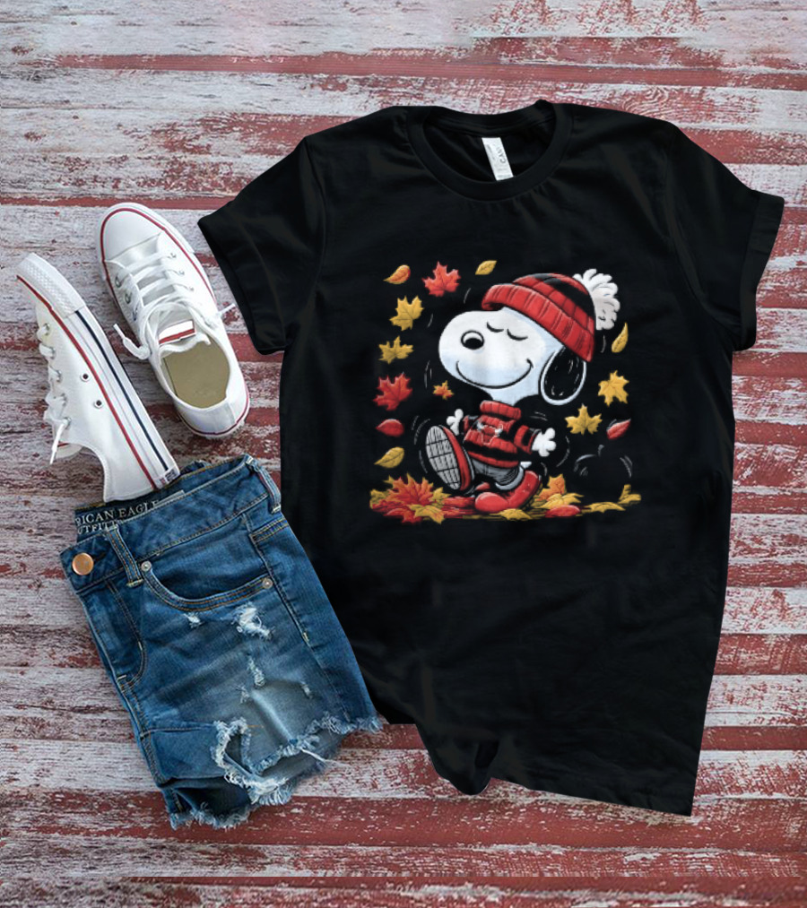 Chicago Bulls NBA Snoopy Dancing Autumn Leaves Pumpkin Cartoon T-Shirt