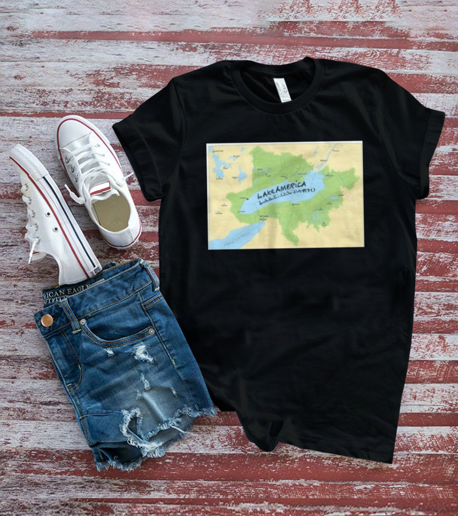 Lake Ontario Map Lake America Fun Geography Twist T-Shirt