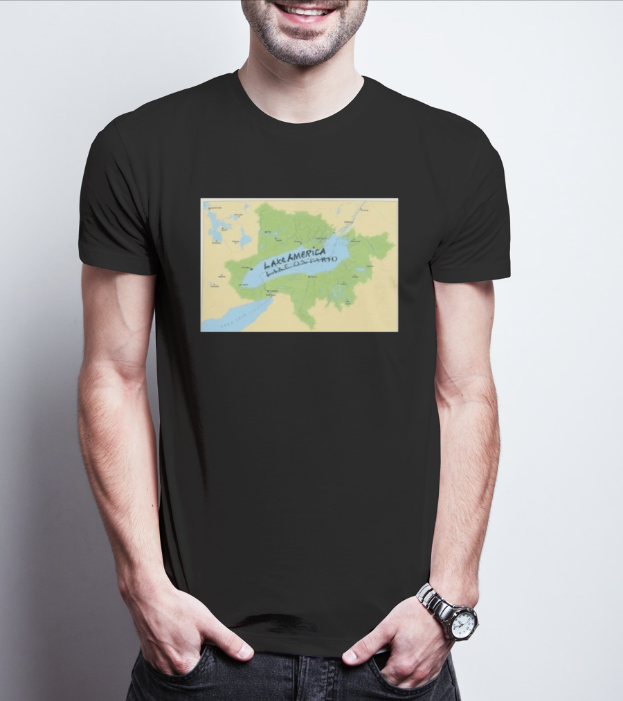 Lake Ontario Map Lake America Fun Geography Twist T-Shirt