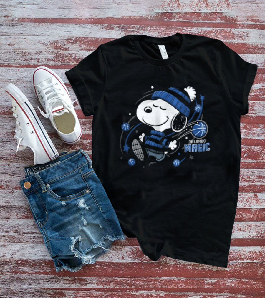 Snoopy Orlando Magic NBA Striped Beanie Basketball Stars T-Shirt