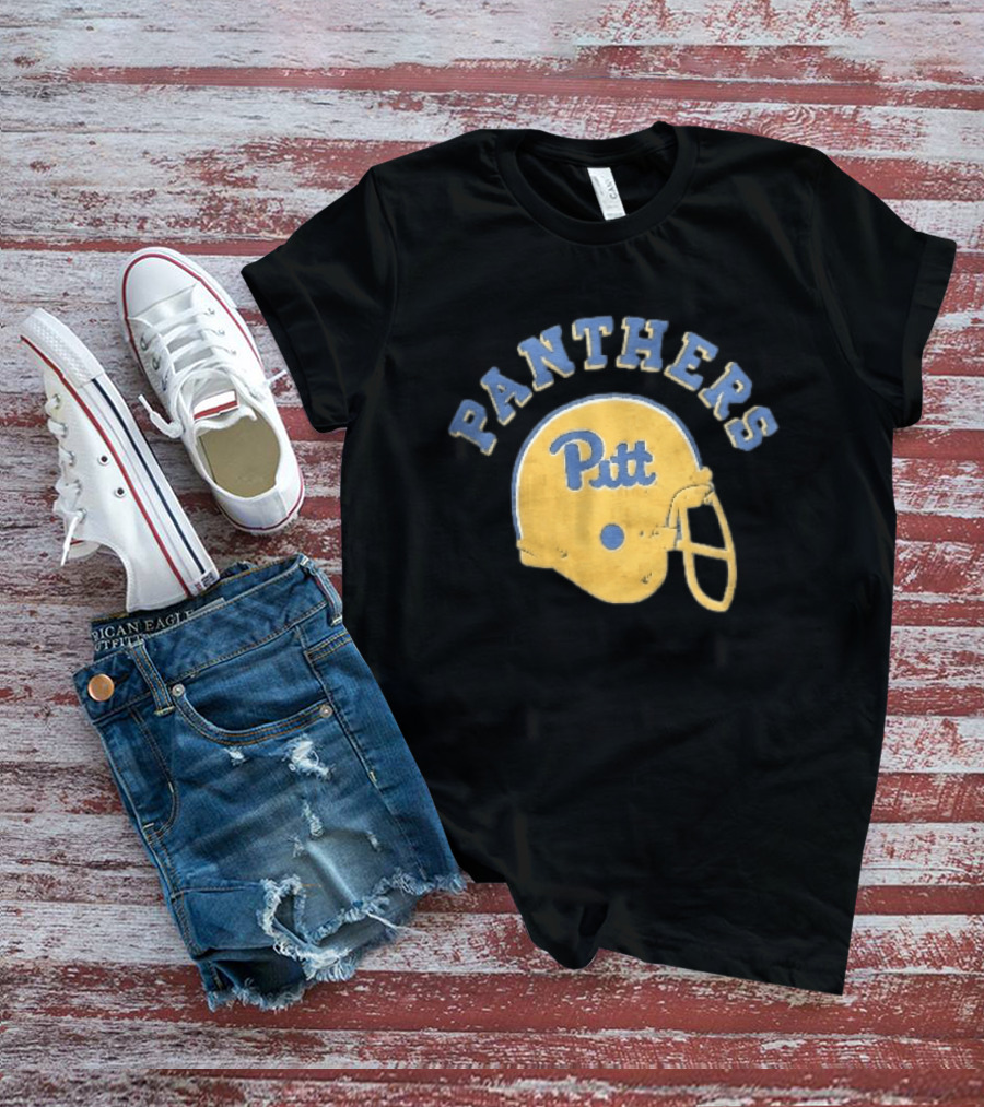 Pittsburgh Panthers NCAA Pitt Yellow Football Helmet Panthers T-Shirt