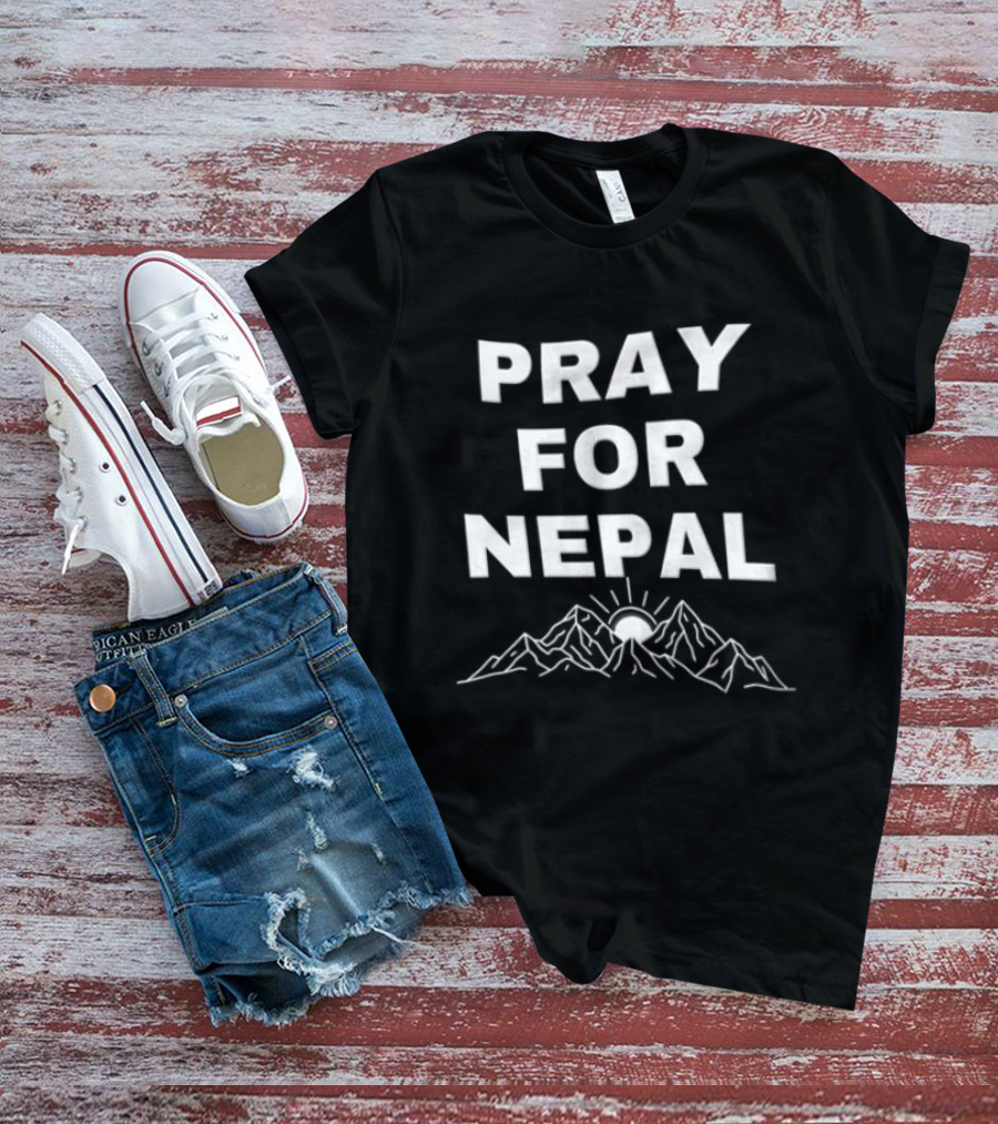 Pray For Nepal Himalayan Mountain Sun Relief Support T-Shirt