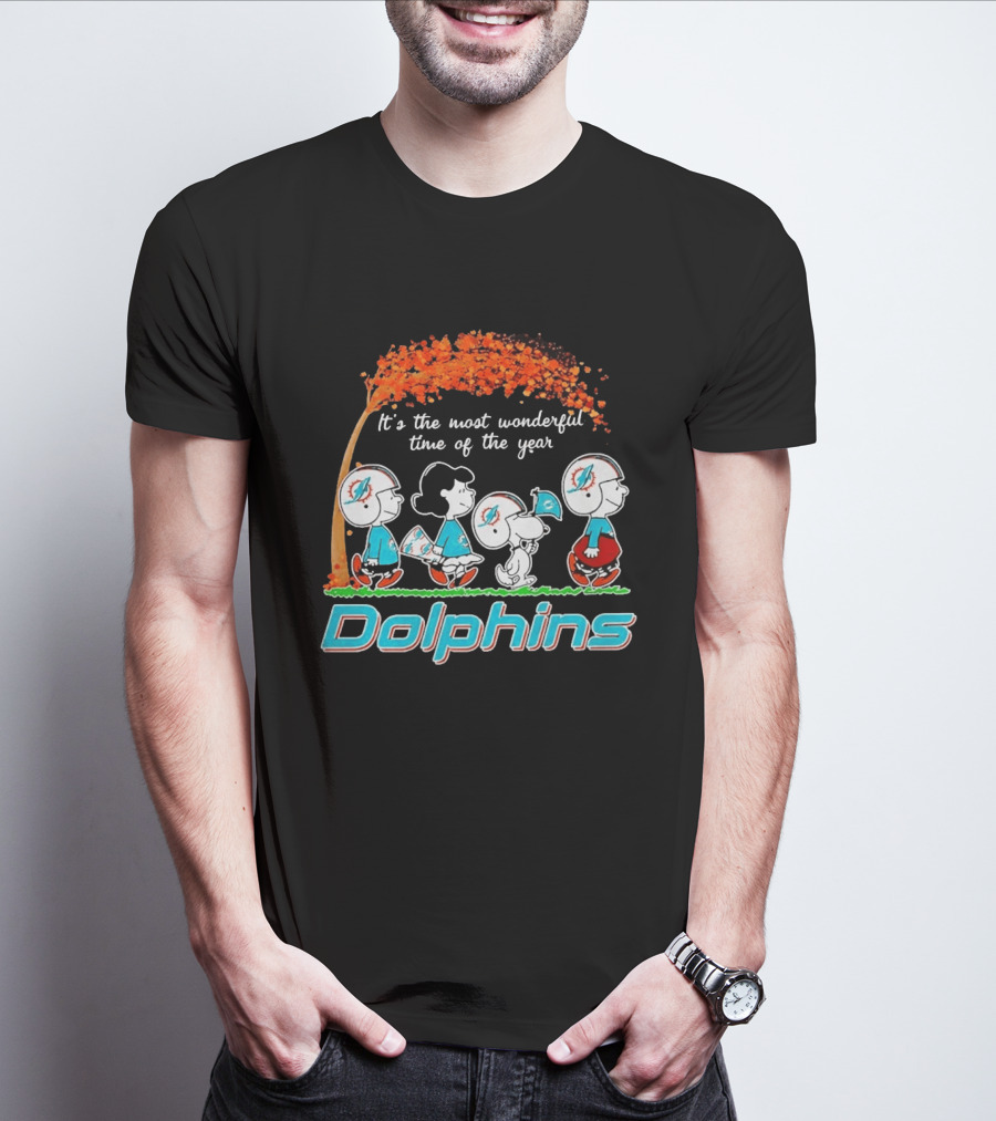 Peanuts Miami Dolphins It's The Most Wonderful Time Of The Year Halloween 2026 T-Shirt