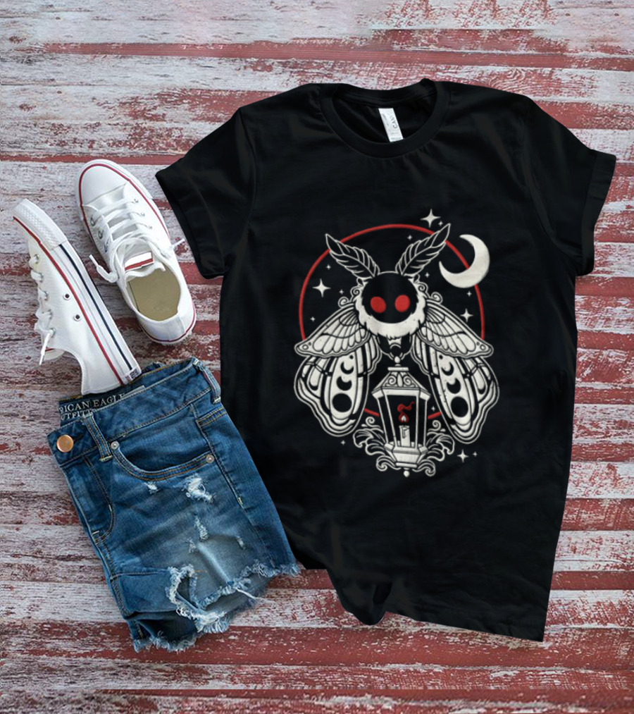 Mothman Lantern Moon Stars T-Shirt