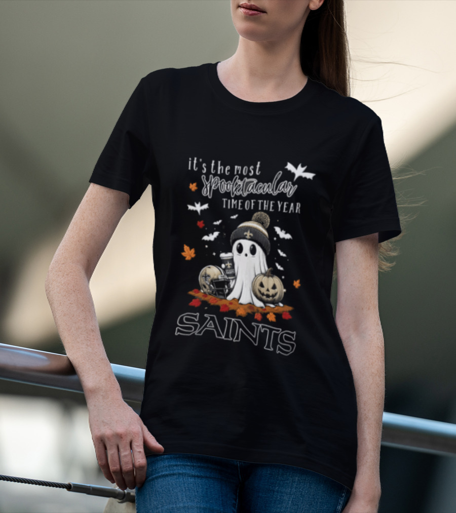 New Orleans Saints Halloween Spooktacular Ghost Helmet Pumpkin T-Shirt
