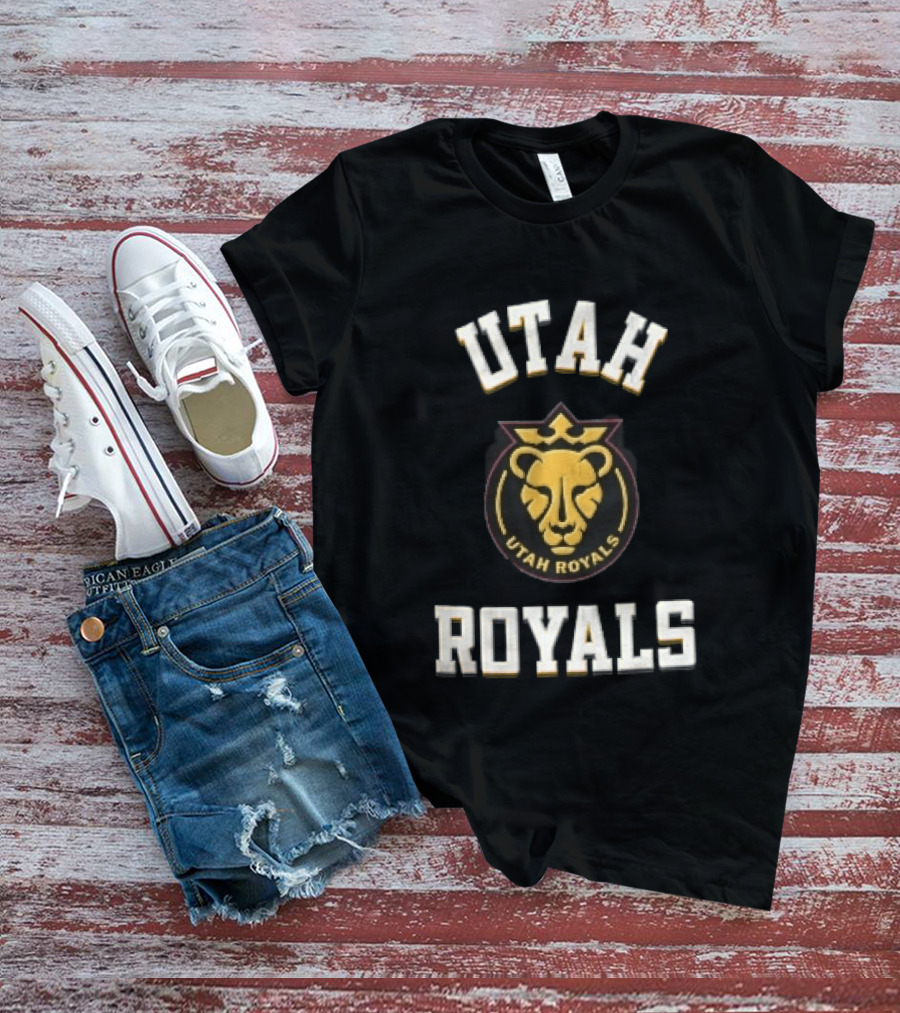 Utah Royals Varsity Lettering Lioness Crown Crest NWSL T-Shirt
