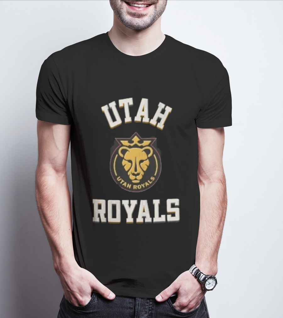 Utah Royals Varsity Lettering Lioness Crown Crest NWSL T-Shirt