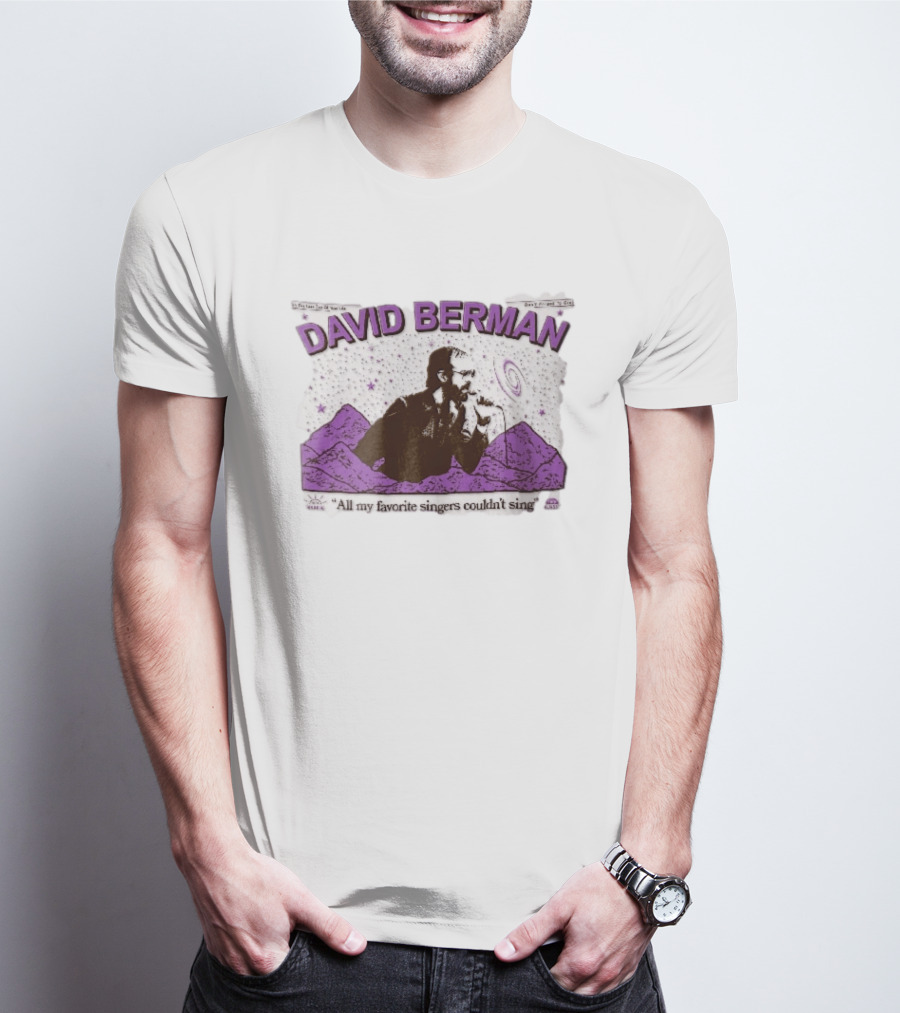 David Berman 1967 2019 All My Favorite Singers Couldnt Sing Microphone Mountains Galaxy Stars Halftone T-Shirt