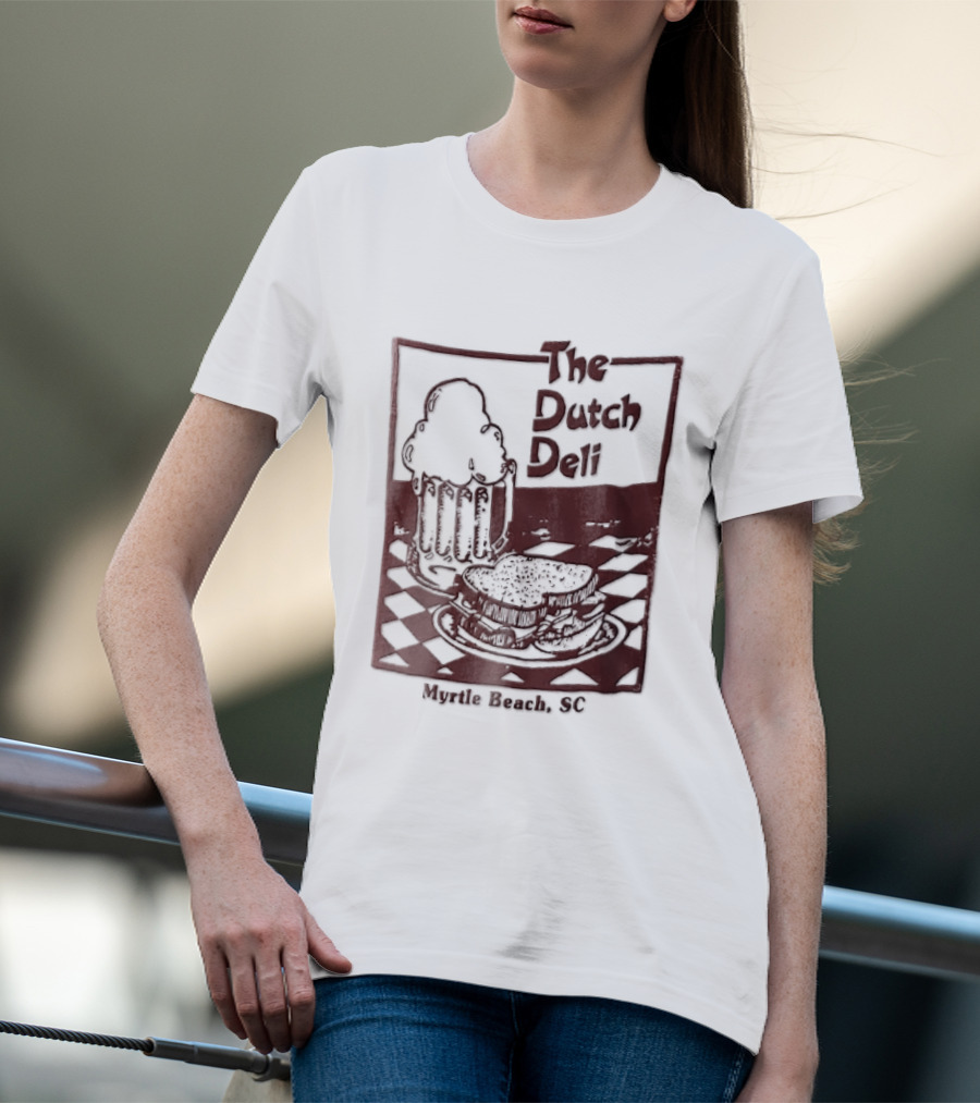 The Dutch Deli Myrtle Beach SC Beer Sandwich Checkered T-Shirt