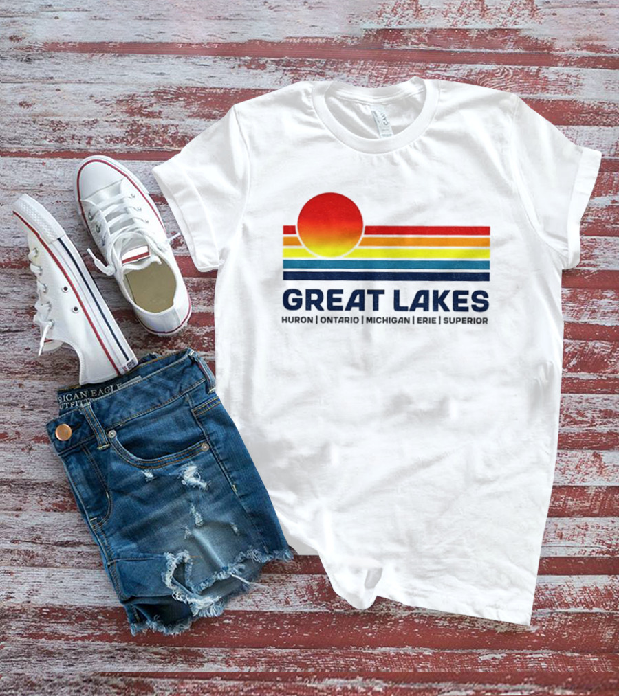 Great Lakes Huron Ontario Michigan Erie Superior Sunset T-Shirt