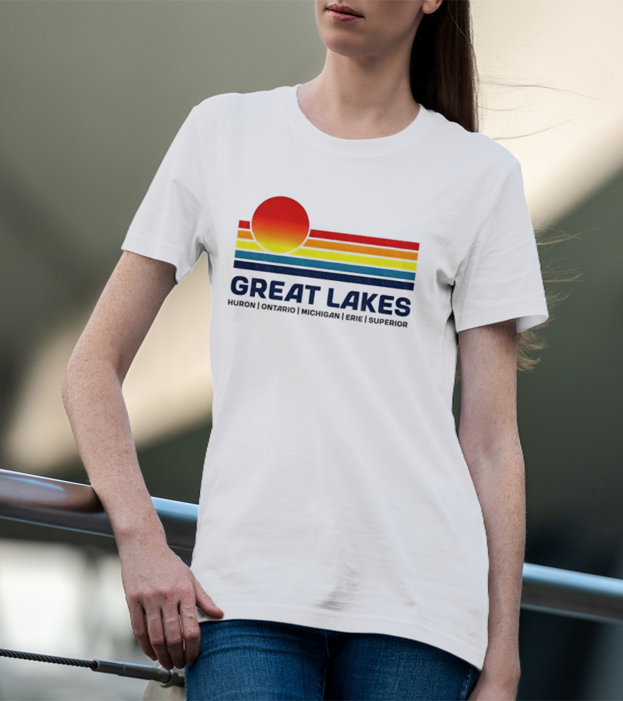 Great Lakes Huron Ontario Michigan Erie Superior Sunset T-Shirt