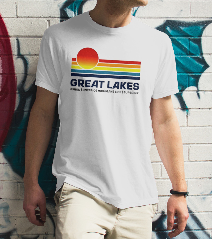 Great Lakes Huron Ontario Michigan Erie Superior Sunset T-Shirt