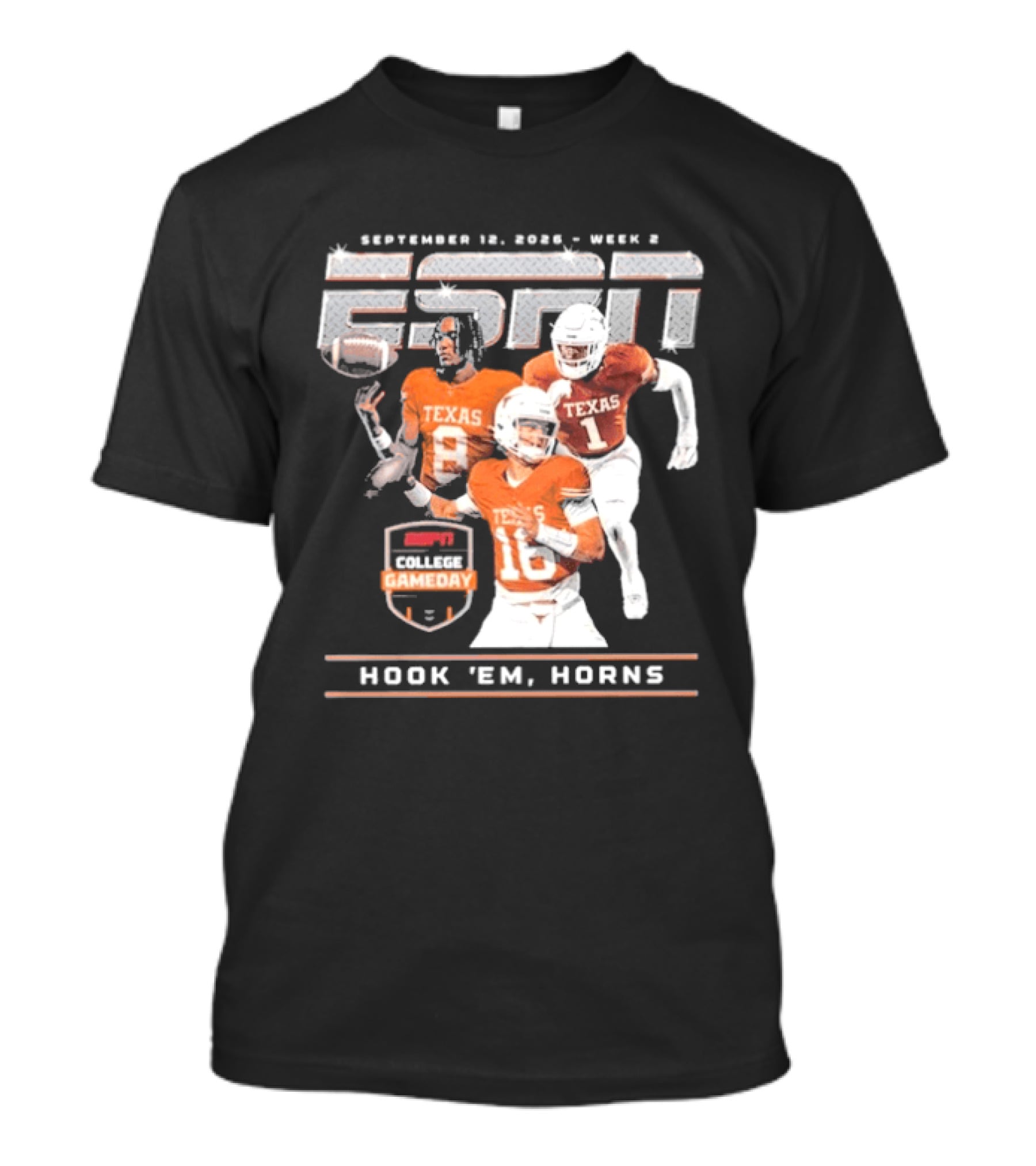 September 12 2026 ESPN College Gameday Texas Longhorns Hook 'Em Horns T-Shirt