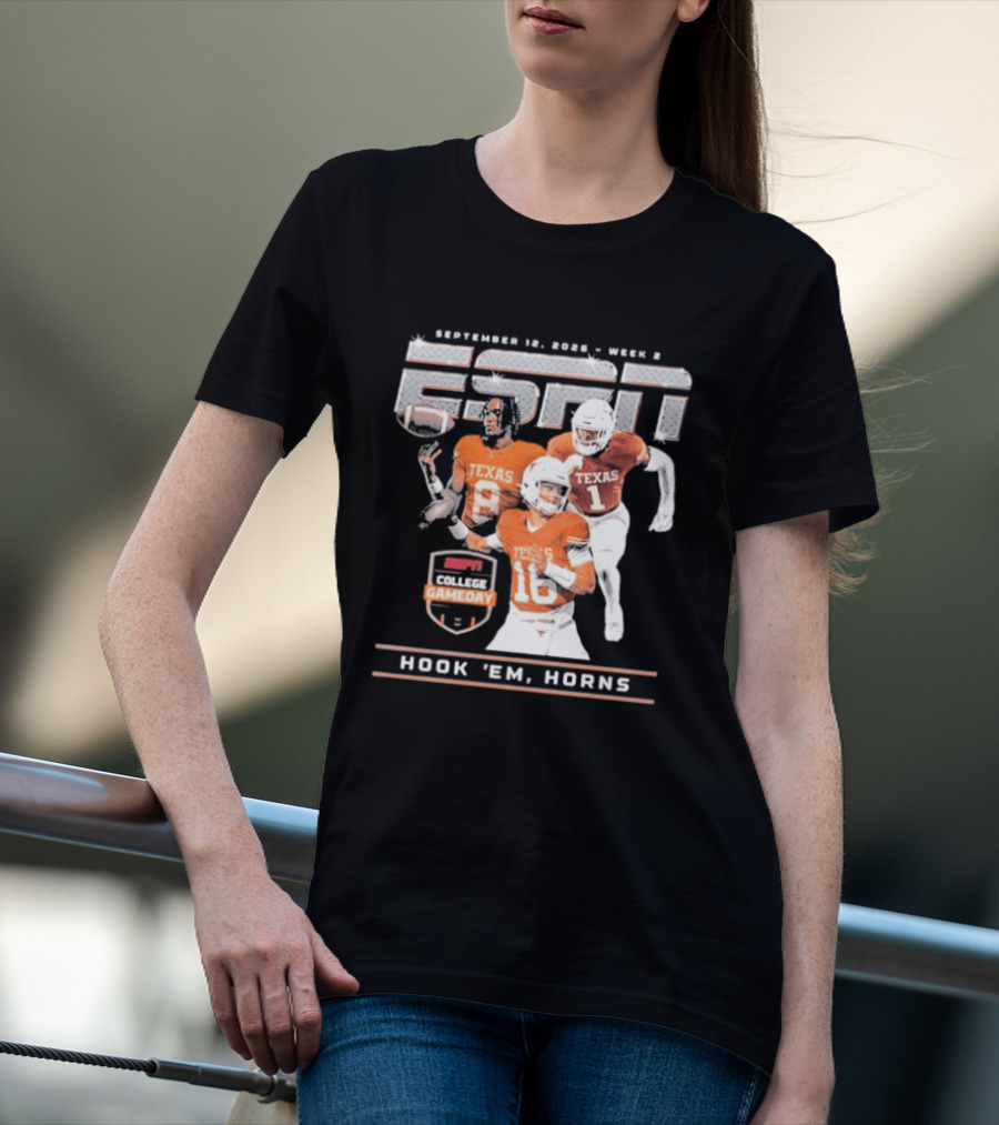 September 12 2026 ESPN College Gameday Texas Longhorns Hook 'Em Horns T-Shirt