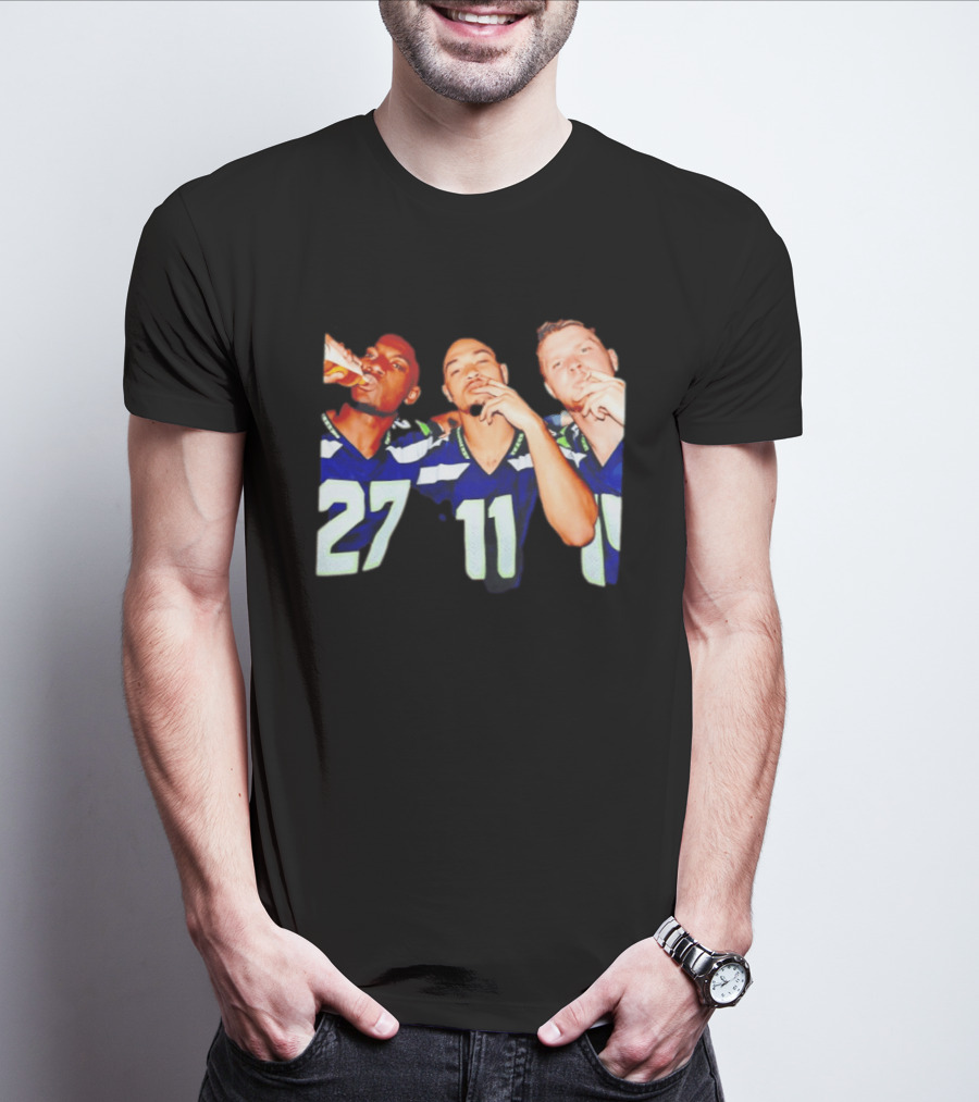 Avery Smith Jaxon Smith Njigba Sam Darnold Seattle Seahawks Smoking Image T-Shirt