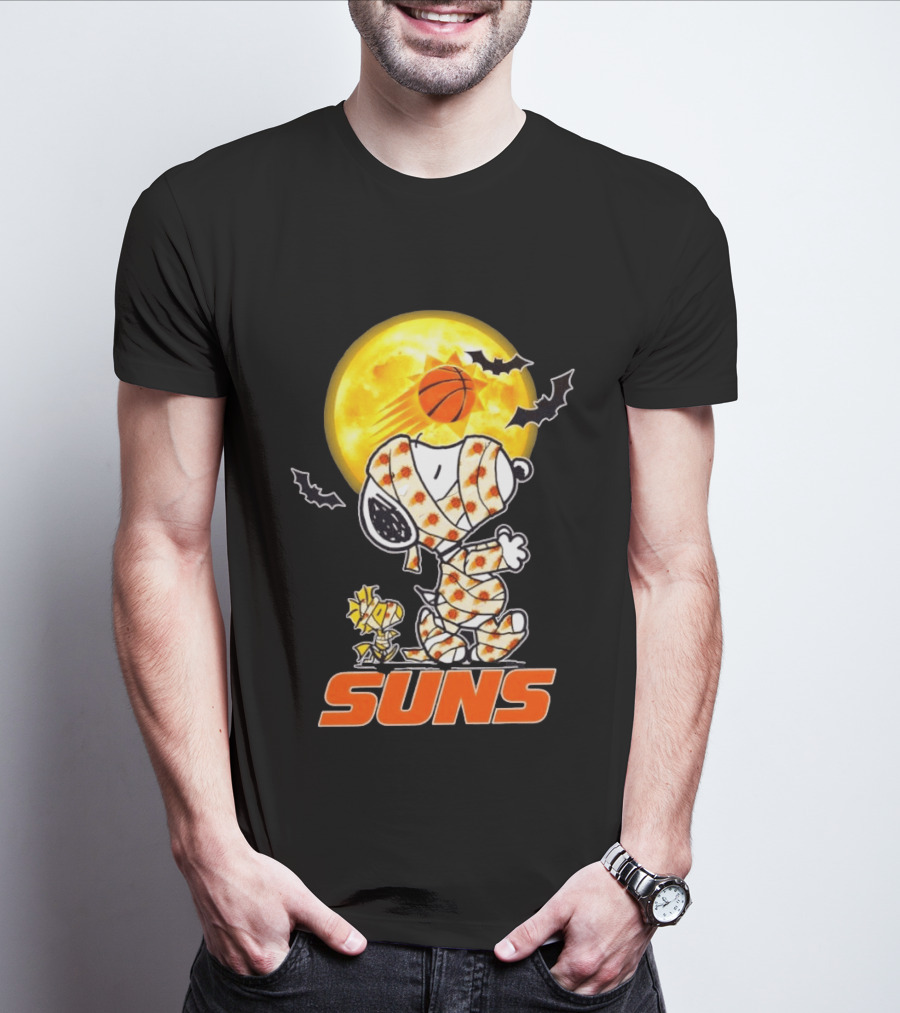 Phoenix Suns Halloween Snoopy Woodstock Mummy Cosplay Moon Basketball Bats T-Shirt