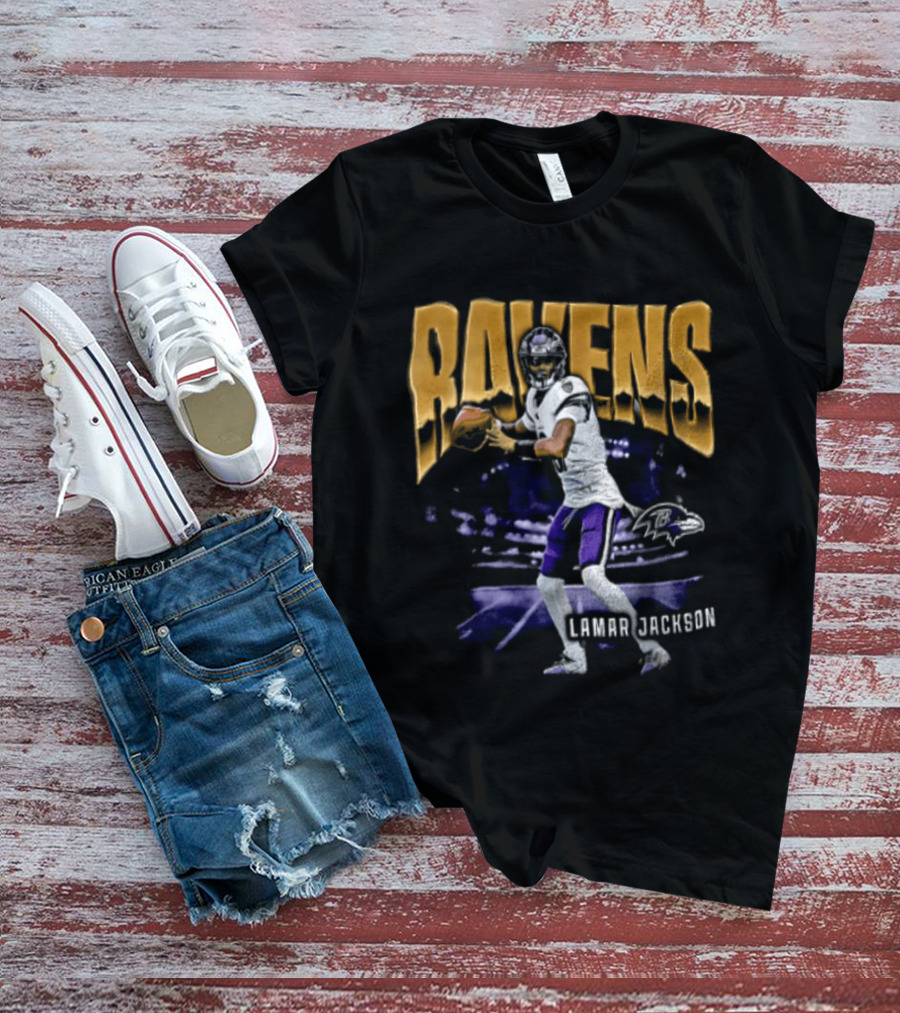 Ravens Lamar Jackson Football Iconic Quarterback T-Shirt
