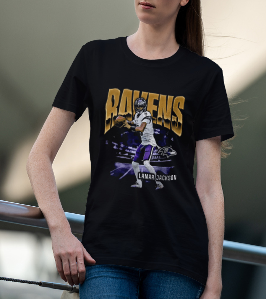 Ravens Lamar Jackson Football Iconic Quarterback T-Shirt