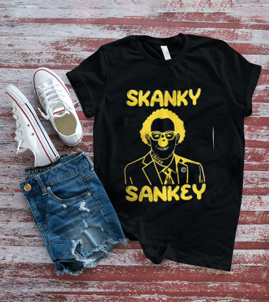 Skanky Sankey Couyon Clown Glasses Yellow Suit Caricature T-Shirt