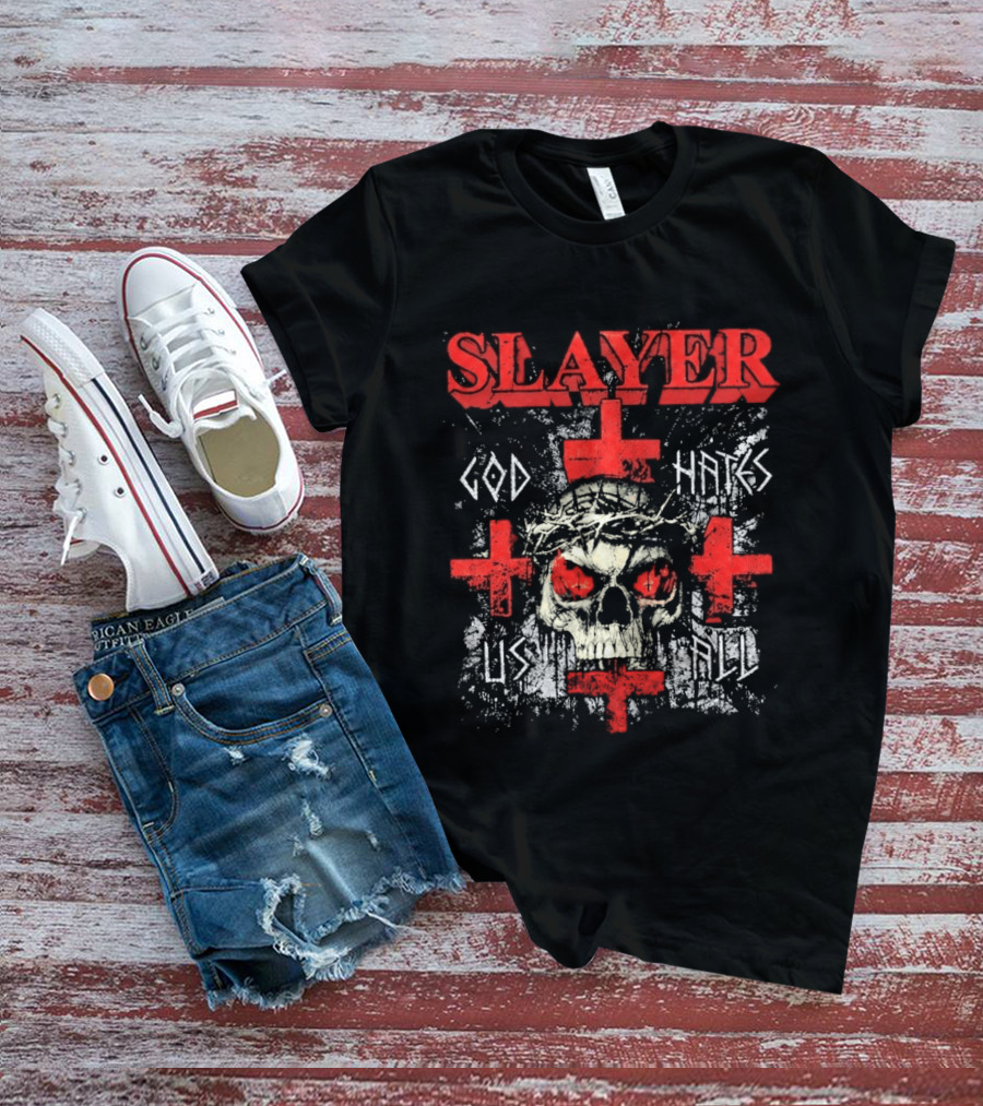 Slayer God Hates Us All Skull Red Crosses T-Shirt