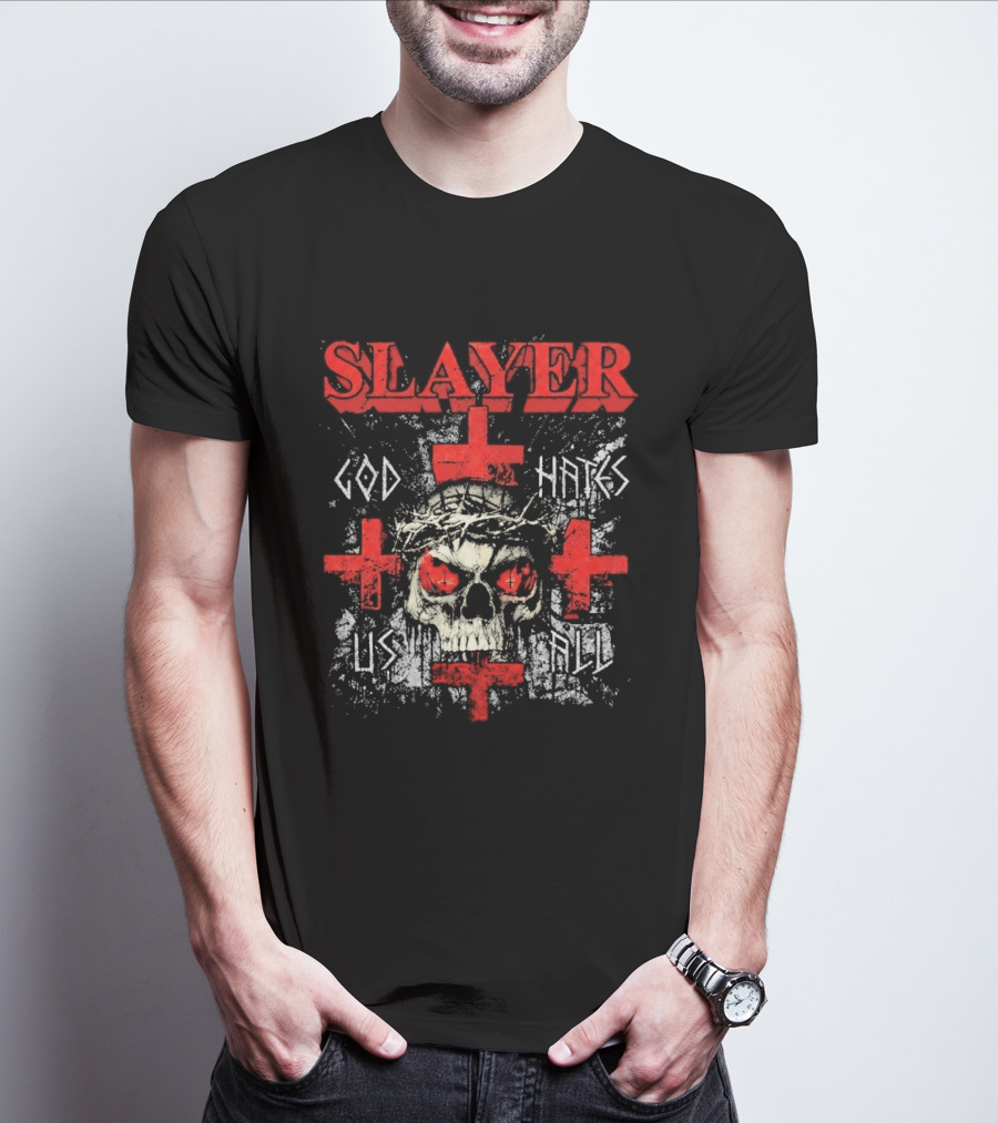 Slayer God Hates Us All Skull Red Crosses T-Shirt