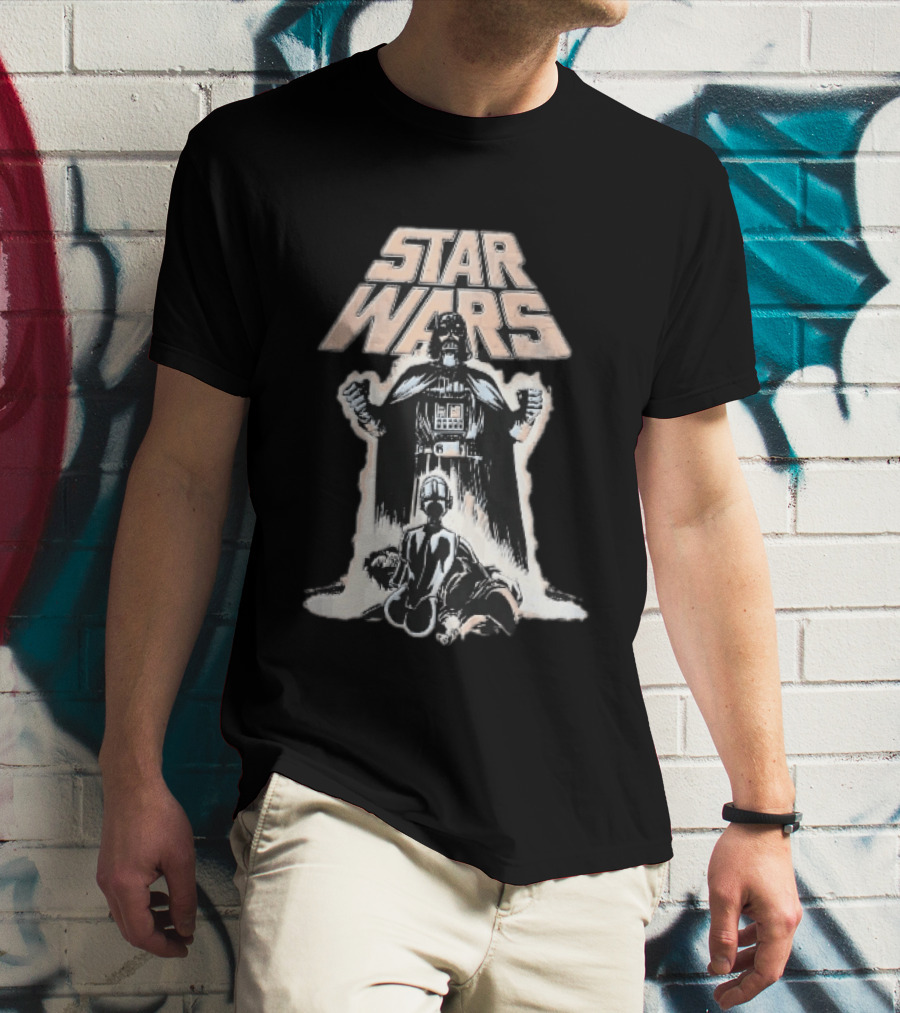 Star Wars Distressed Comic Darth Vader Over Defeated Droid T-Shirt