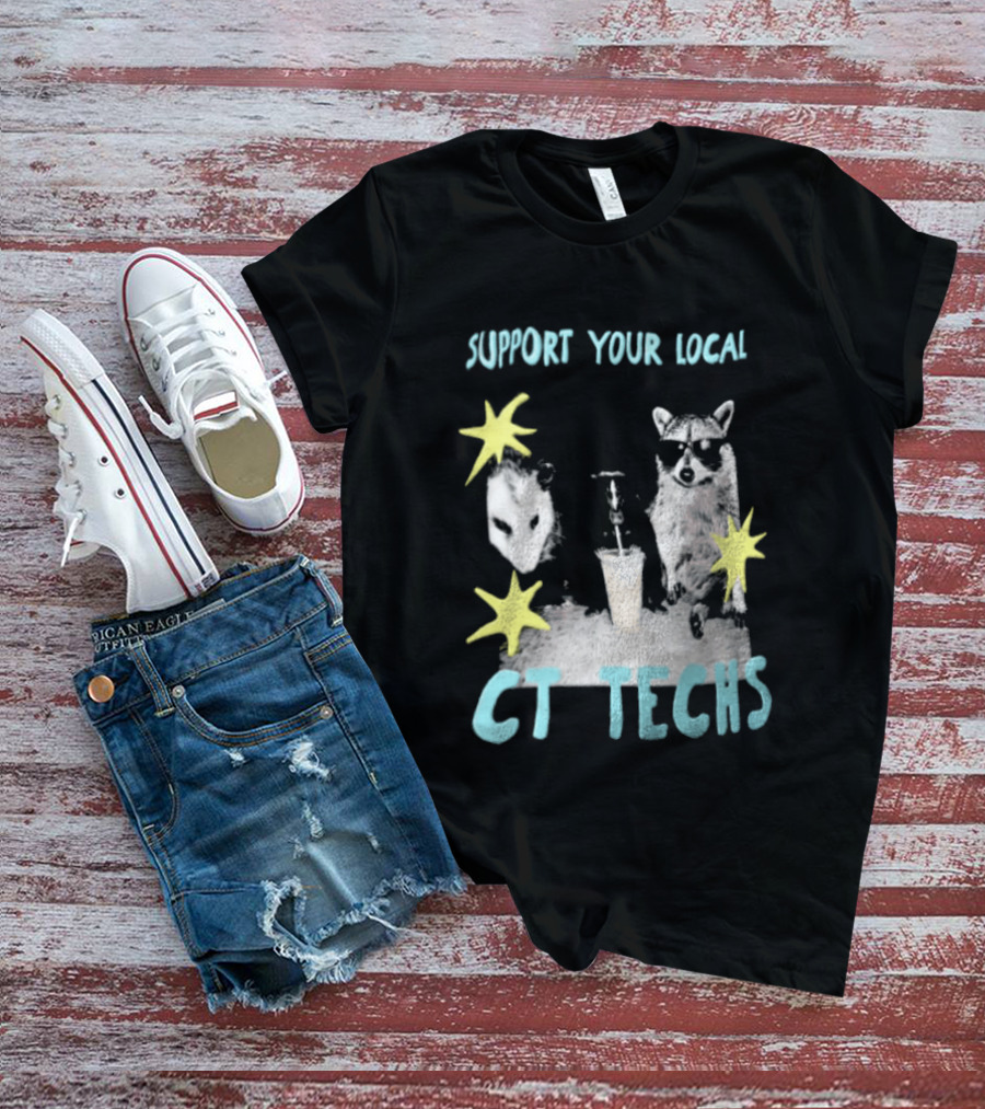 Support Your Local CT Techs Opossum Skunk Raccoon Stars T-Shirt
