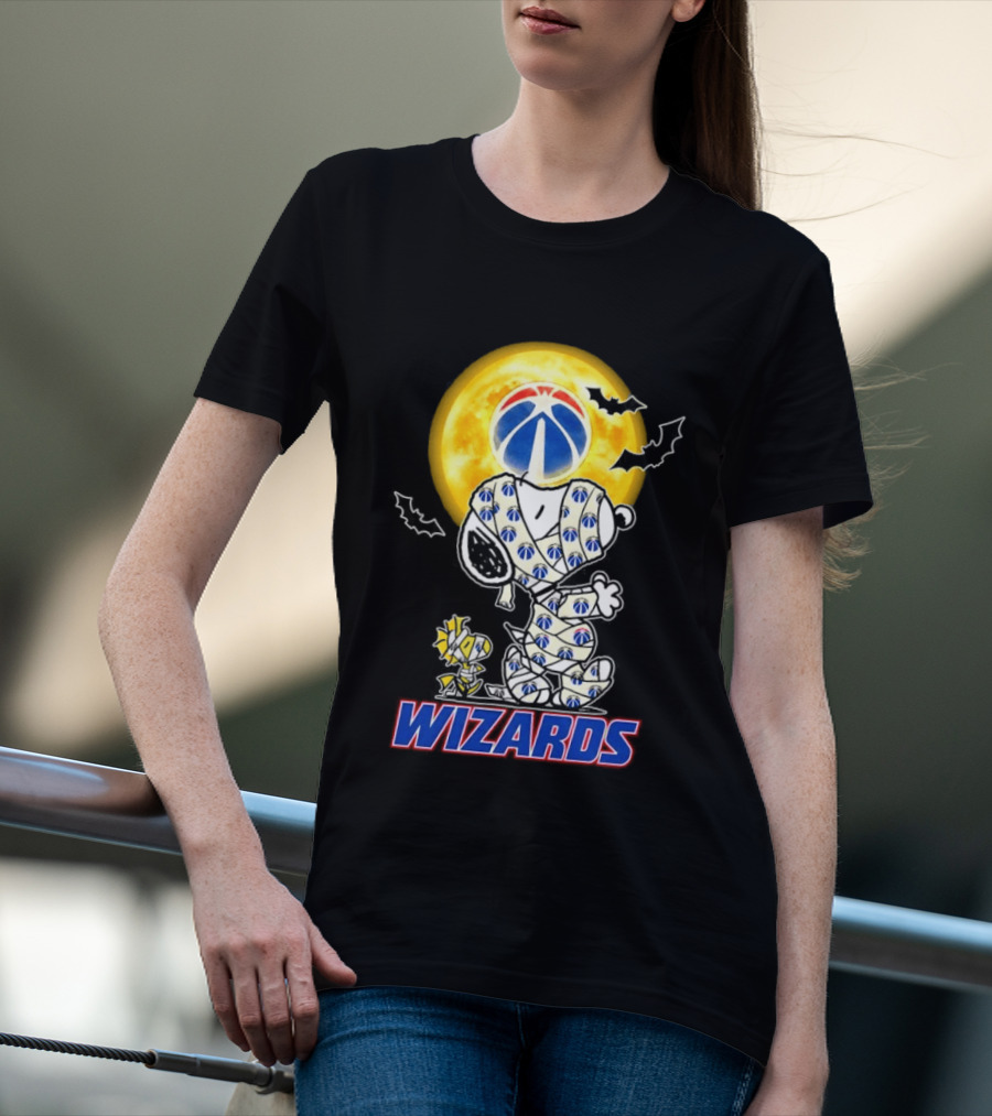 Washington Wizards Snoopy Woodstock Halloween Mummy Full Moon T-Shirt