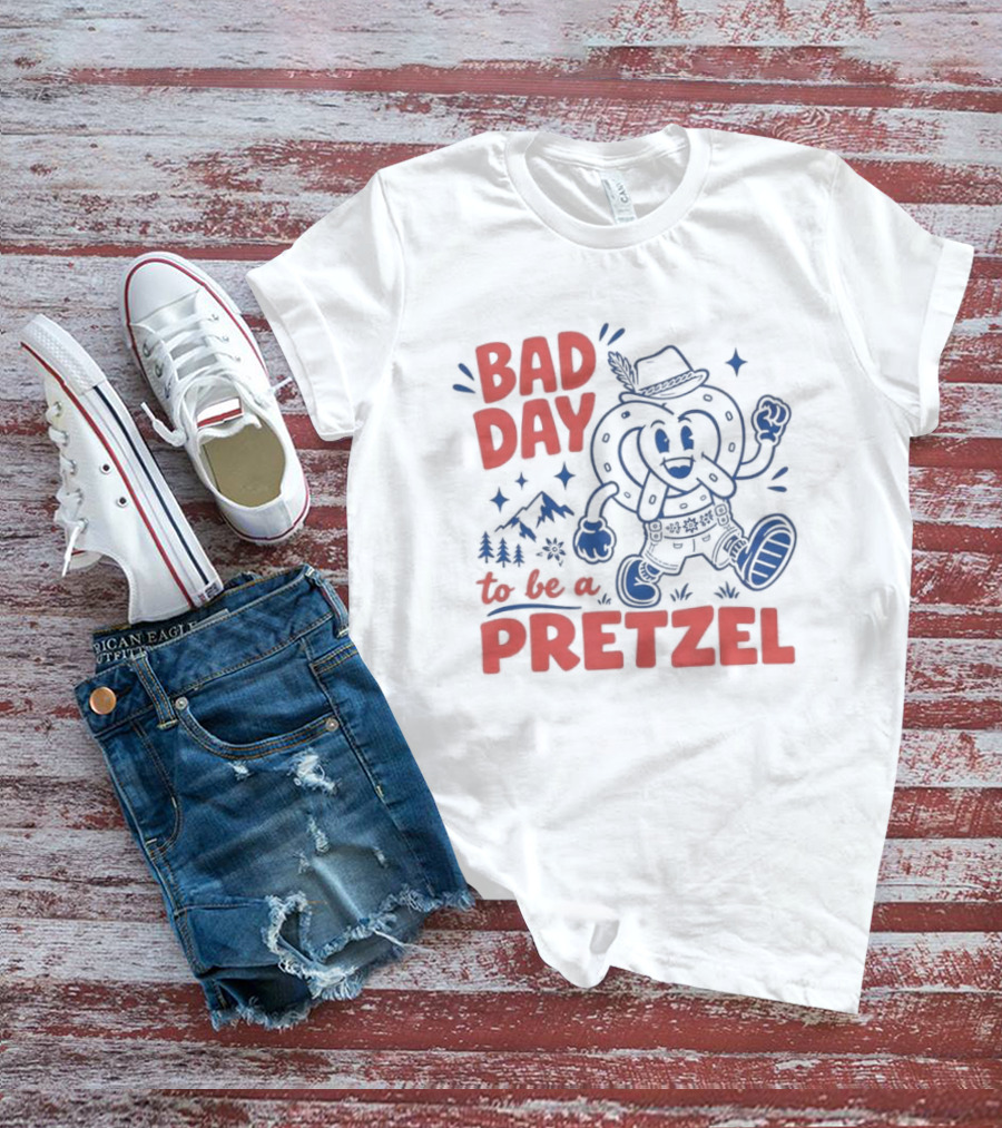 Bad Day To Be A Pretzel Cartoon Character Adventure T-Shirt