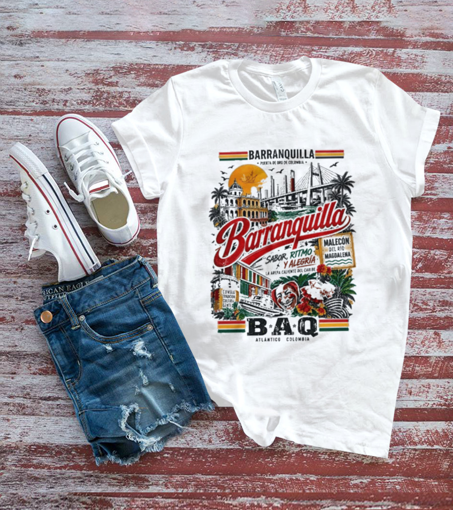 Barranquilla Colombia BAQ Sabor Ritmo Alegria Malecon Atlantico Explora T-Shirt
